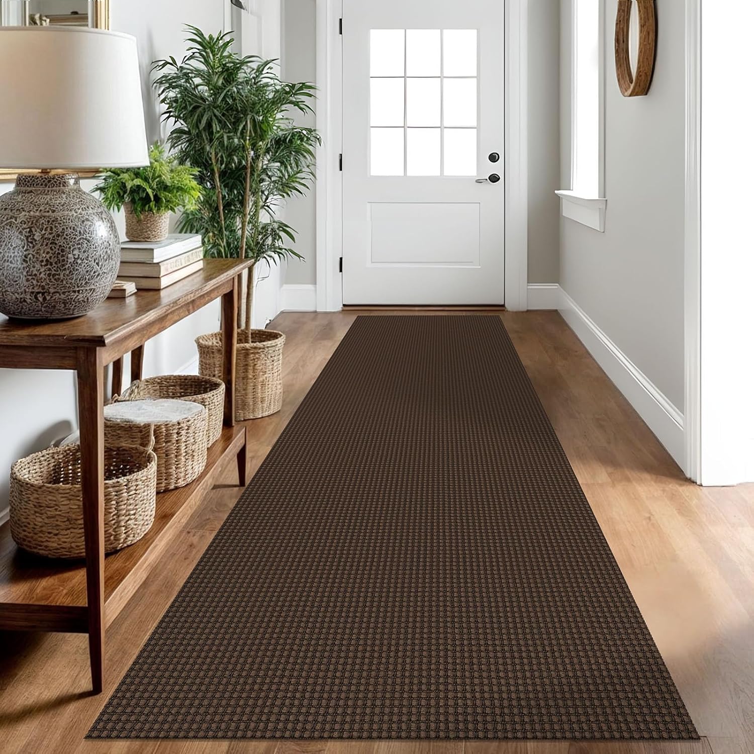 IOHOUZE Small Area Rug 2x3 Washable Woven Rugs for Entryway Non Slip Rubber Backed Kitchen Rugs Indoor Outdoor Doormat Throw Rug Floor Carpet for Entrance Front Door, Orange/Tan/Brown
