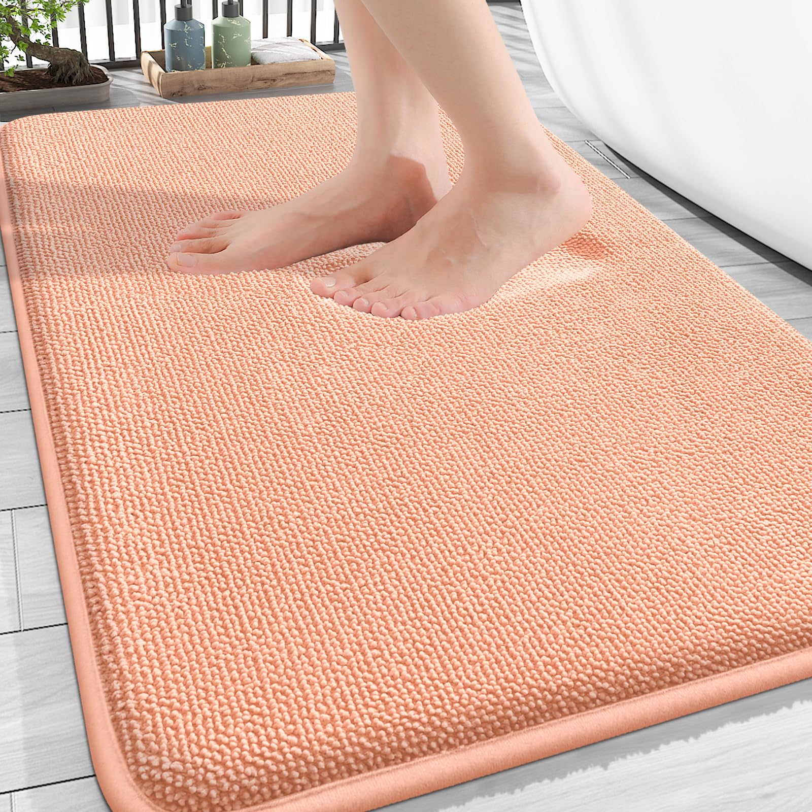 OLANLY Thick Memory Foam Bath Mat Rug 30x20, Extra Soft Absorbent Bathroom Rugs, Quick Dry Bath Mats, Non-Slip, Machine Washable Carpet for Bathroom, Tub and Shower, Home Decor Accessories, Grey