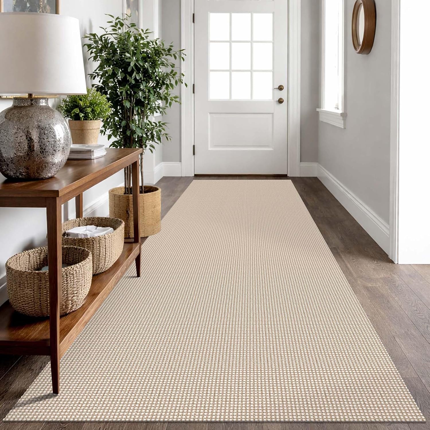 IOHOUZE Small Area Rug 2x3 Washable Woven Rugs for Entryway Non Slip Rubber Backed Kitchen Rugs Indoor Outdoor Doormat Throw Rug Floor Carpet for Entrance Front Door, Orange/Tan/Brown