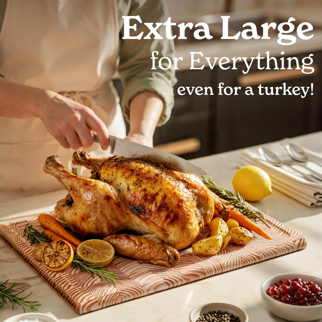 Smirly Non Toxic Larch Cutting Boards for Kitchen [1.2" Thickness][17"Extra Large] Cutting Chopping Board with Deep Juice Groove Heavy Duty & Easy Clean