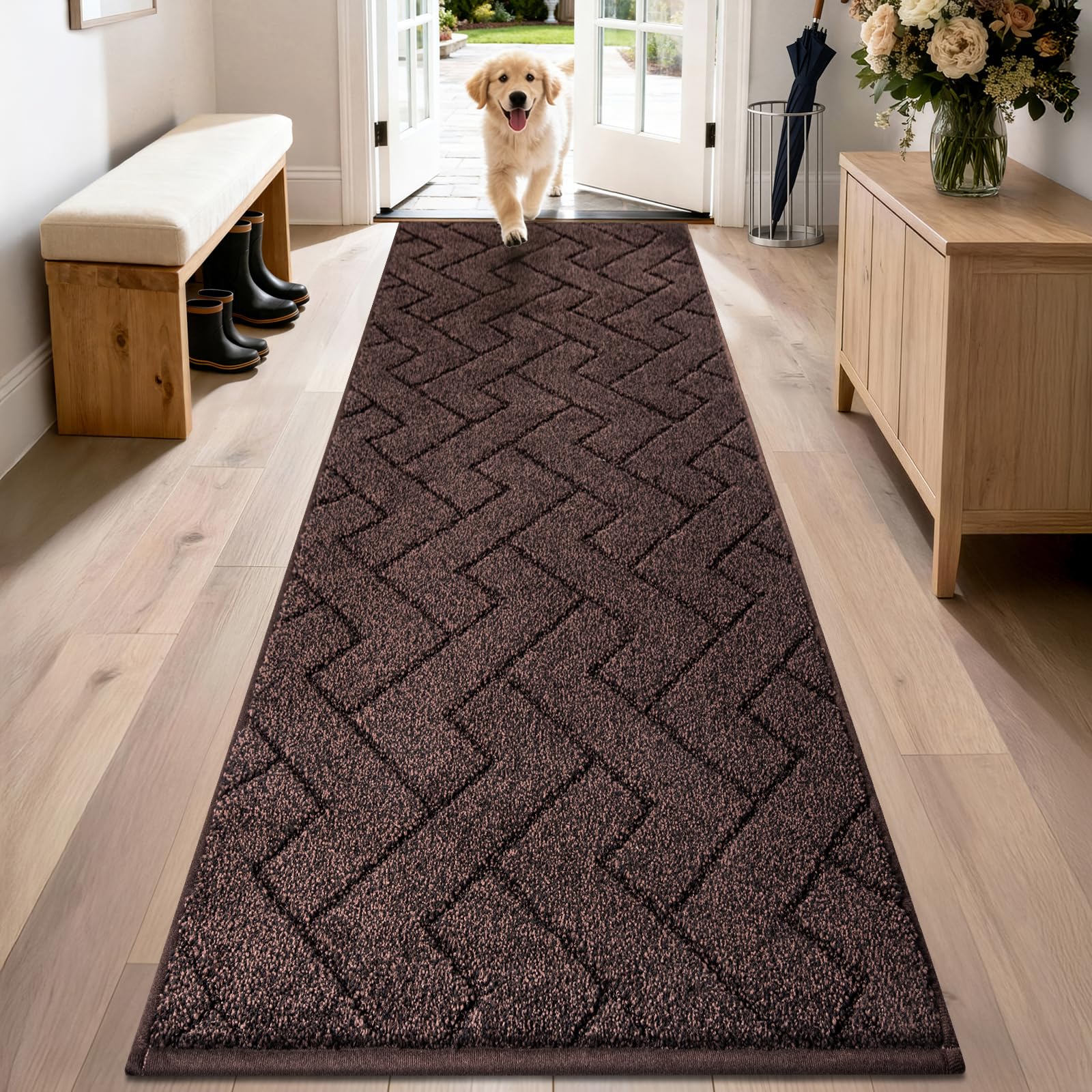 PURRUGS Dirt Trapping Door Mat 20" x 31.5", Non-Slip Machine Washable Entry Rug, Dog Doormat, Indoor Front Door Mat, Super Absorbent Entryway Rug for Muddy Shoes & Paws, Taupe