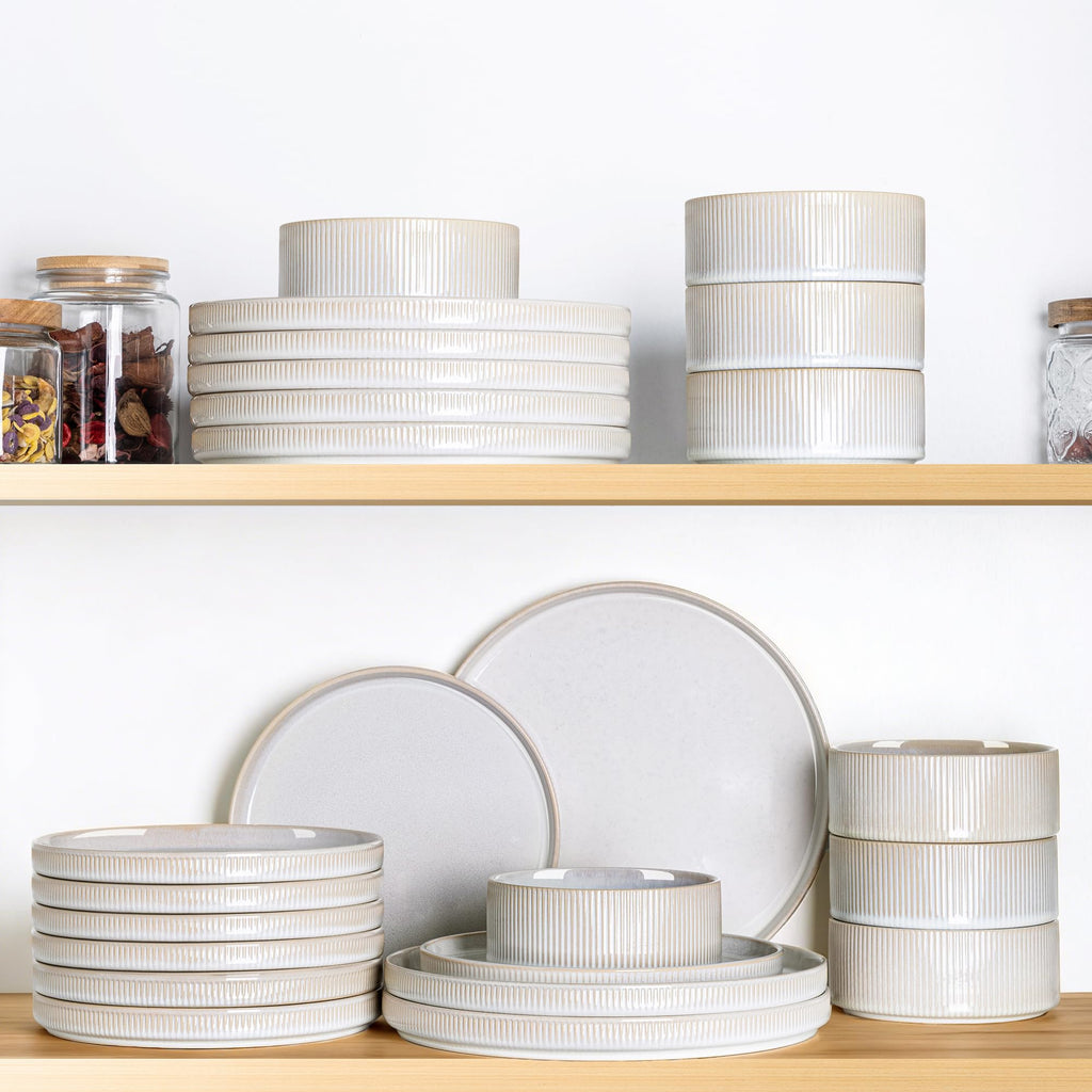 TheTerra Ceramic Dinnerware Sets for 4, 12 Pieces Porcelain Lightweight Speckled Plates and Bowls Sets, Scratch Resistant Dish Set, Oven & Microwave & Dishwasher Safe
