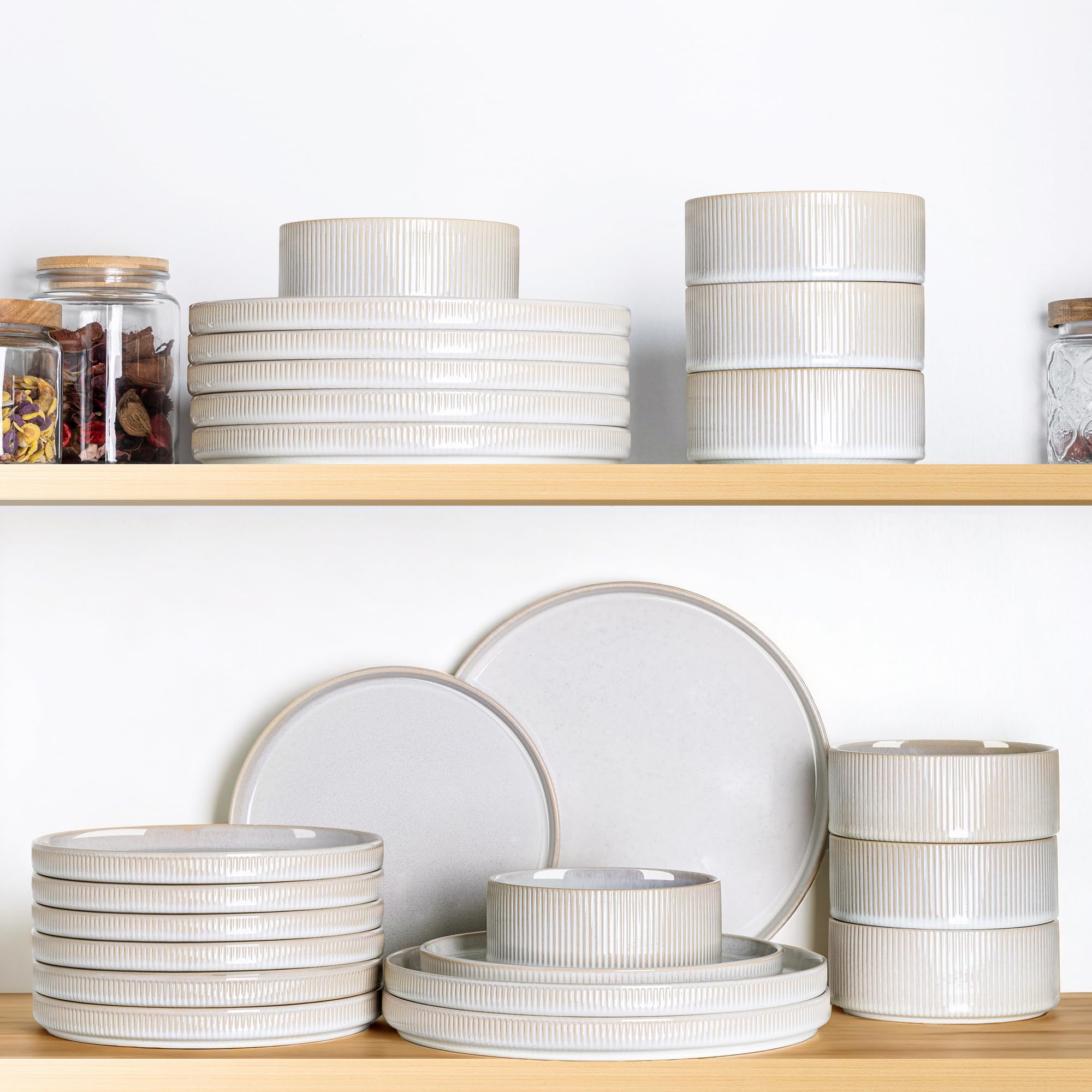 TheTerra Ceramic Dinnerware Sets for 4, 12 Pieces Porcelain Lightweight Speckled Plates and Bowls Sets, Scratch Resistant Dish Set, Oven & Microwave & Dishwasher Safe