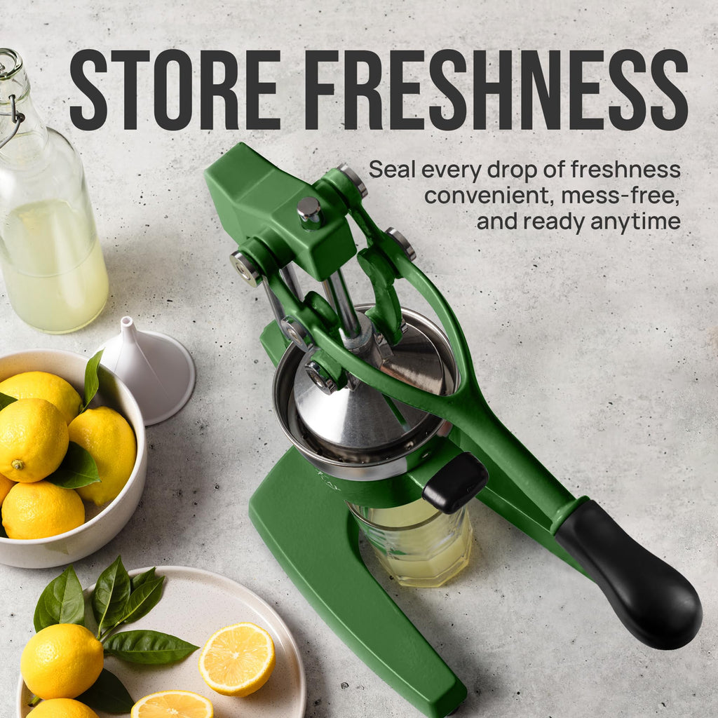 Zulay Kitchen Cast Iron Juicer - Easy-to-Clean Heavy-Duty Manual Juicer, Professional Citrus Juicer - Stainless Steel Lemon Squeezer - Manual Citrus Press & Orange Squeezer - Orange Juicer (Black)