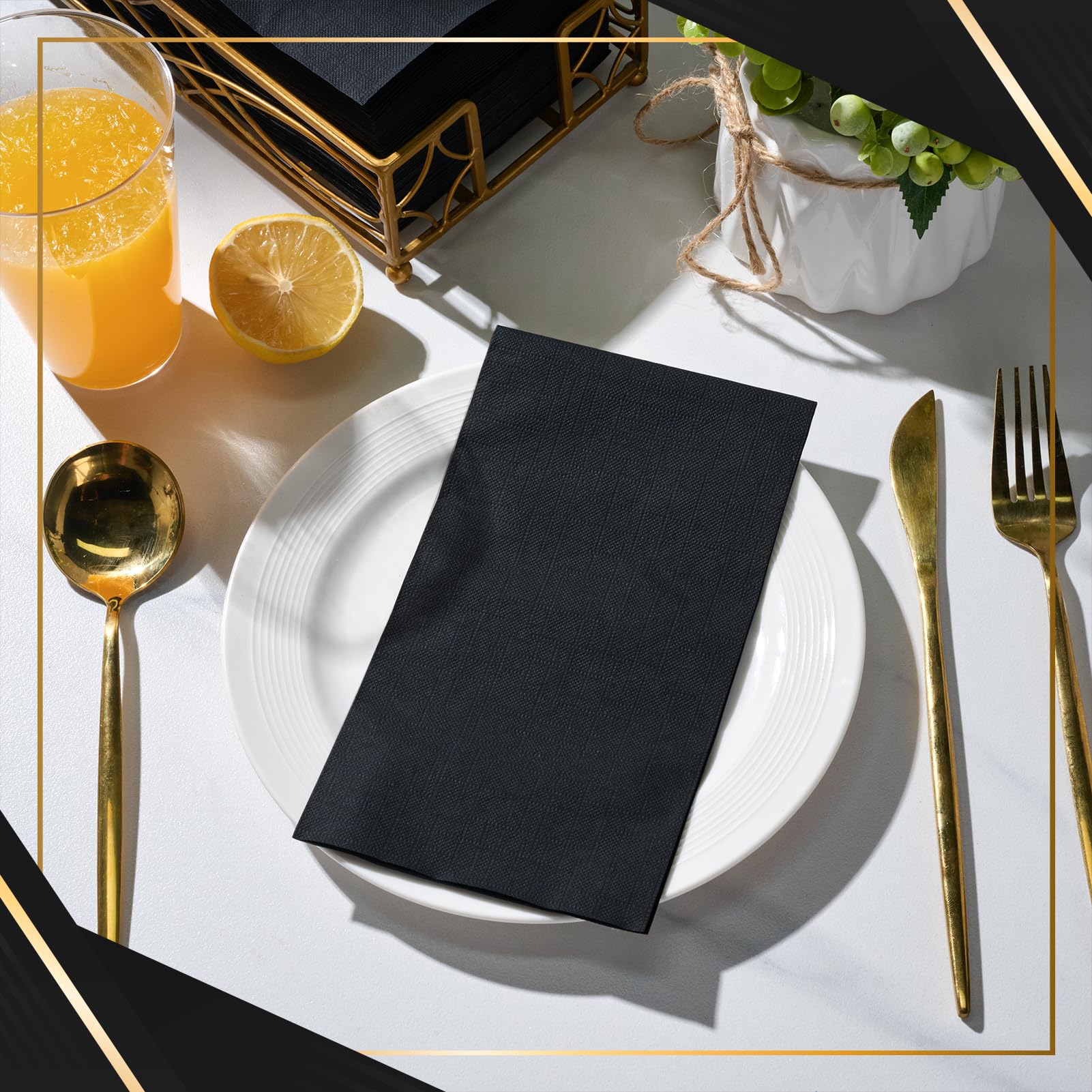 Vplus 1000 Pack Black Cocktail Napkins, Elegant Beverage Napkins, 3-Ply Disposable Paper Napkins 4.9x4.9 inch, Perfect for Restaurant, Bar, Party, Wedding, Dessert Napkins