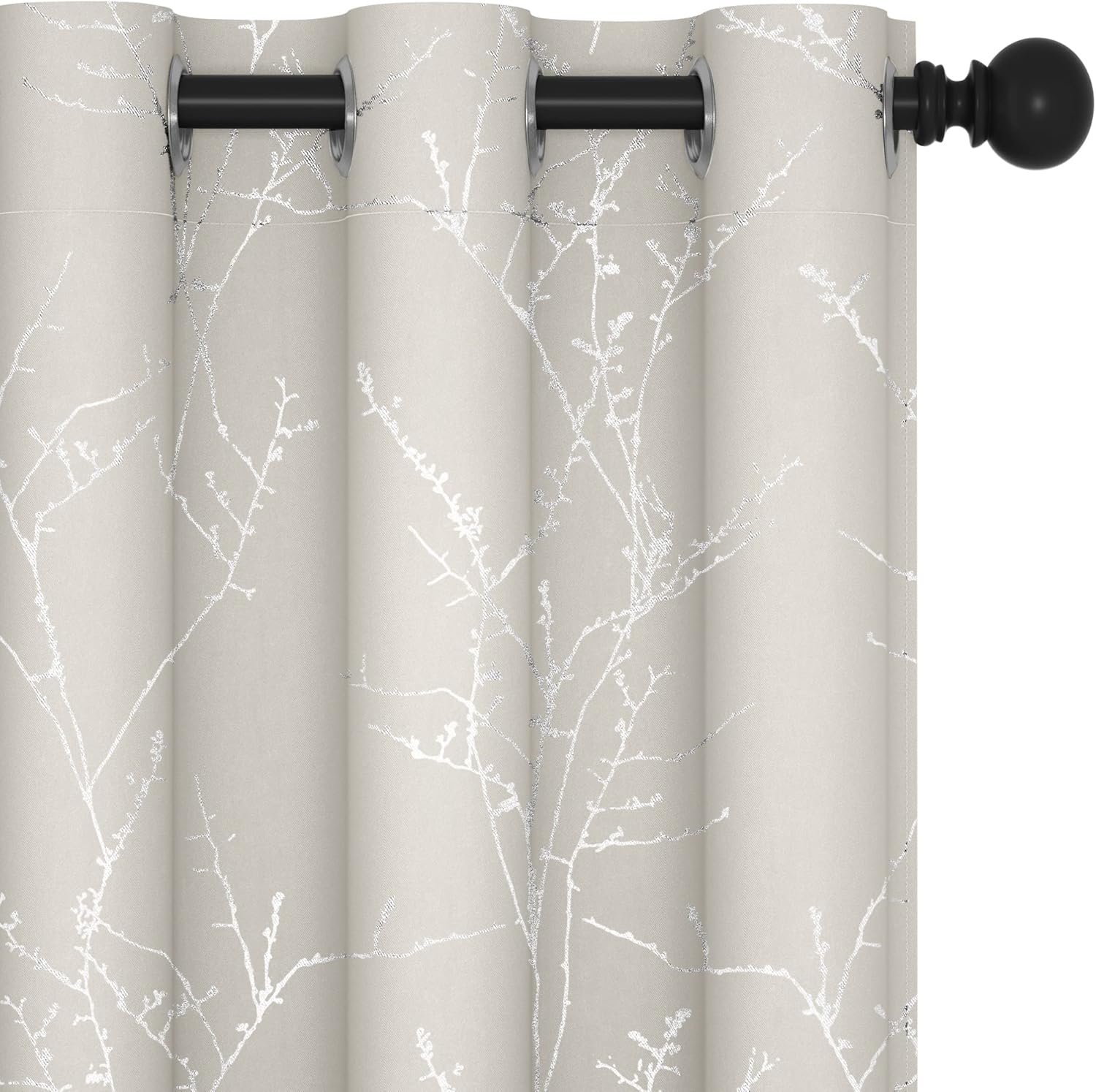 Deconovo Blackout Curtains, Grey Curtain, Thermal Insulated Soundproof Curtain Drapes, Wave Dot Foil Print, 52 x 84 Inch, 2 Panels, Machine‑Washable Privacy Window Drape for Bedroom Living Room Office