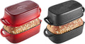 HONGBAKE Everline Collection 2 in 1 Cast Iron Loaf Pan with Lid & Enameled Cast Iron Loaf Pan with Lid