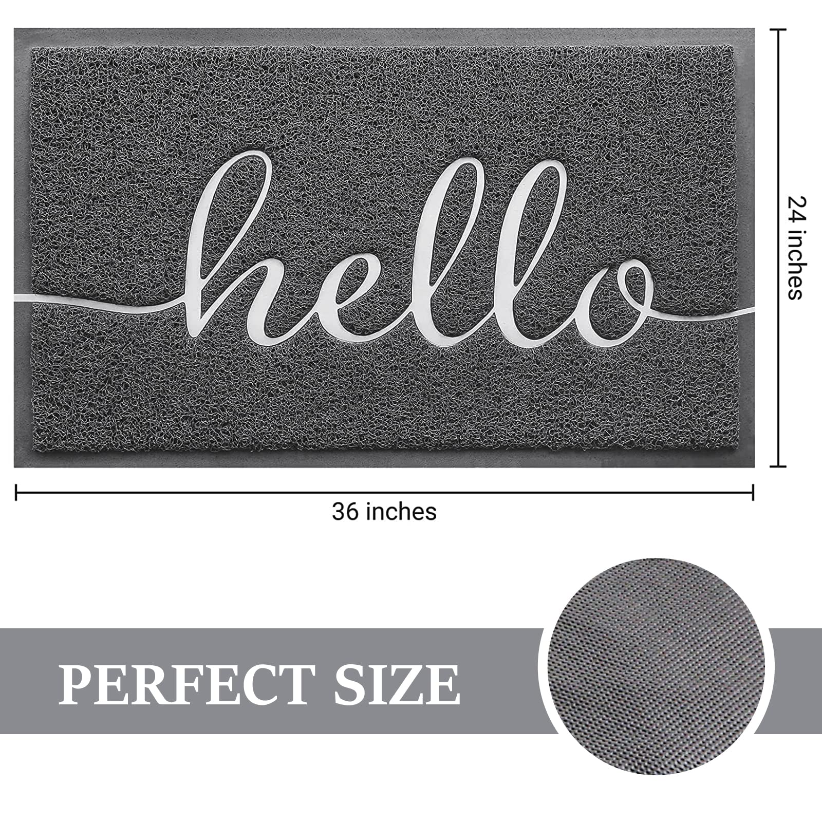Door Mat (30"x17.5",Black), Welcome Mat Low Profile Front Doormat Floor Mat Non Slip Rugs for Entryway, Patio, High Traffic Areas