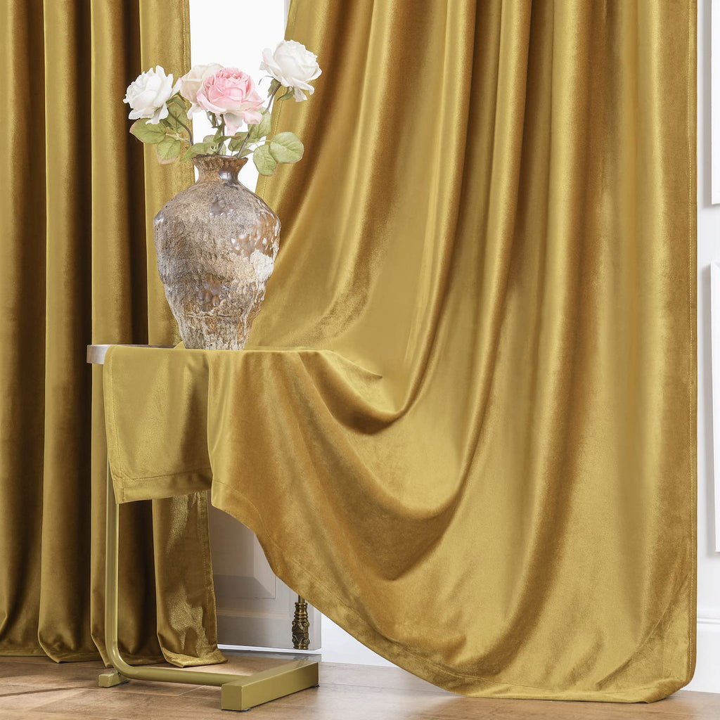 Topfinel Olive Green Velvet Curtains 84 Inches Long for Living Room,Blackout Thermal Insulated Curtains for Bedroom,Back Tab Modern Window Treatment for Living Room,52x84 Inch Length,Olive Green