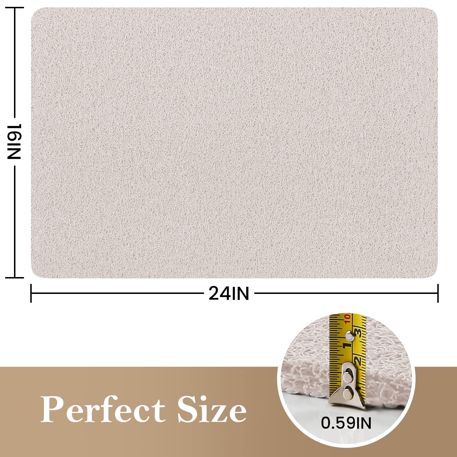 PVC Loofah Shower/Bathtub Mat Non-Slip, 24x16 inch, Soft Tub Mat with Drain, for Tub and Bathroom,Quick Drying,Grey