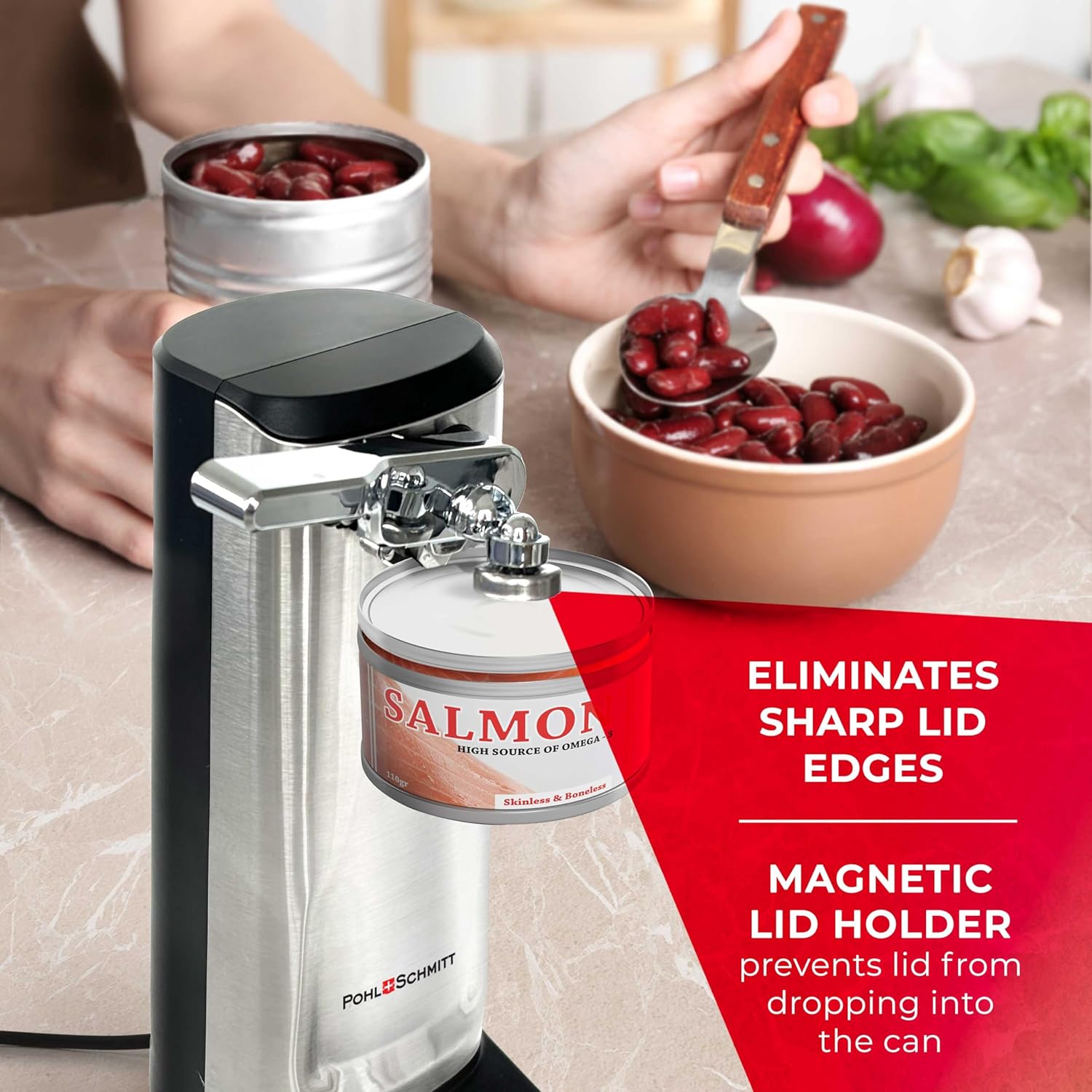 POHL SCHMITT Electric Can Opener with Knife Sharpener and Bottle Opener