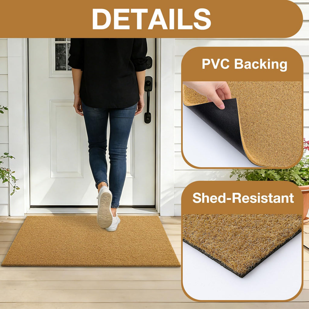 OLANLY Front Door Mat, Low Profile Doormat, Stain and Fade Resistant, Easy to Clean, for Indoor and Outdoor Entrances, Patio Porch or Entryway, Brown (30x17 Inch, Home Sweet Home)