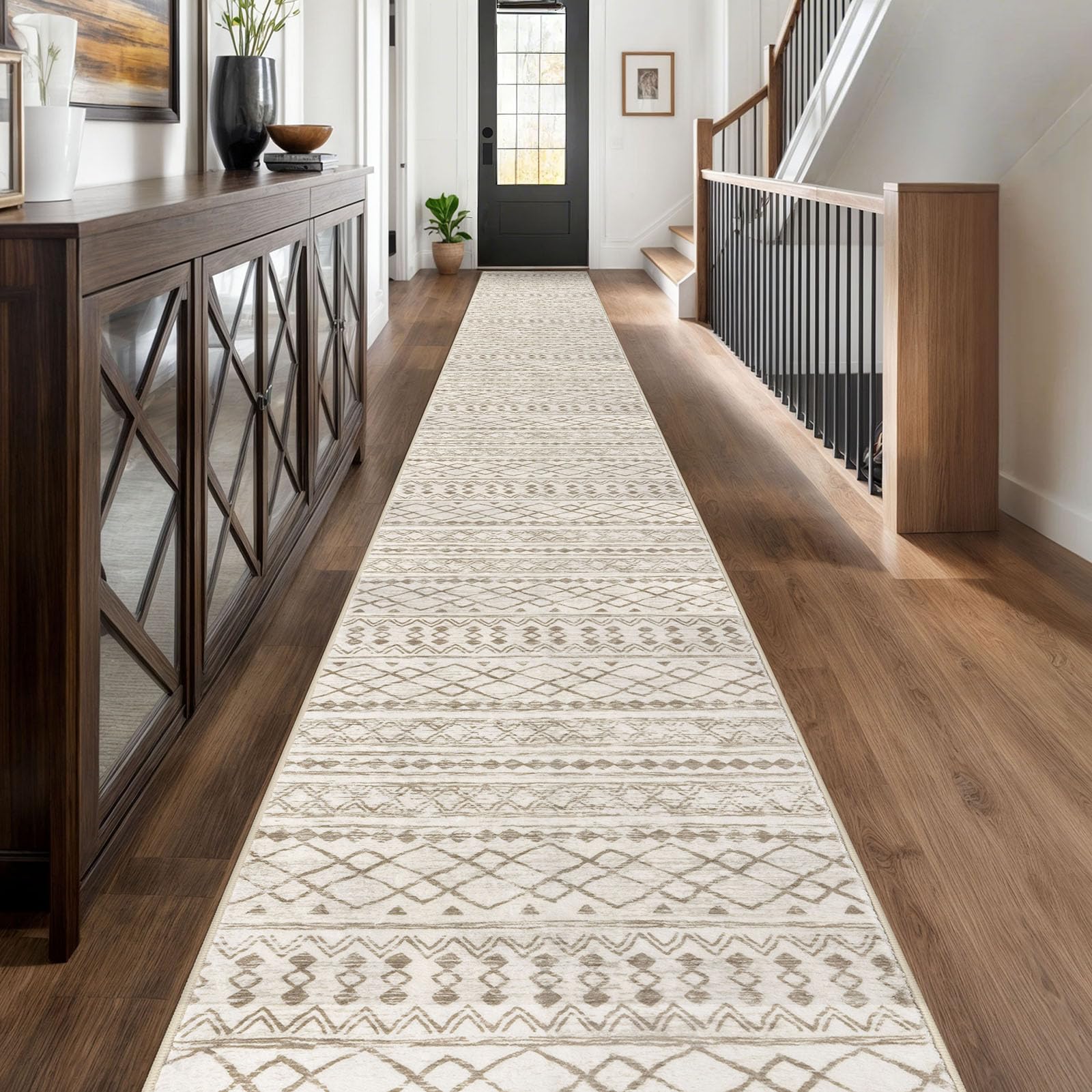 KUTA Washable Non-Slip Rugs for Entryway 2x3, Grey Moroccan Boho Small Area Rug, Ultra Soft Vintage Geometric Low-Pile Indoor Door Mat Floor Carpet for Indoor, Entrance, Kitchen, Bathroom, Bedroom