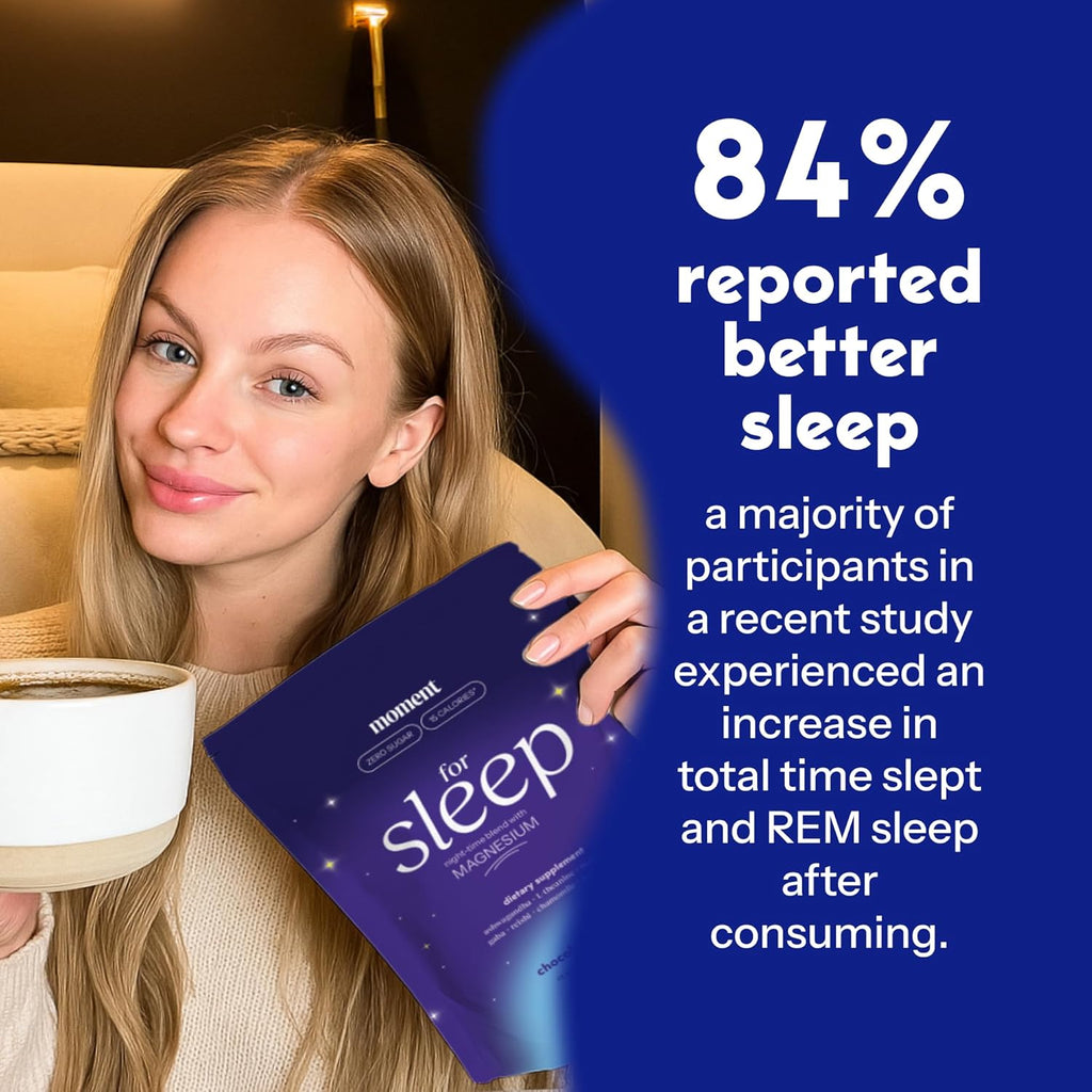 Moment Sleep Powder (Shark Tank) | Hot Chocolate | Melatonin Alternative | 0 Sugar | Low Calorie | Mushroom Drink | Adaptogens, Reishi, GABA, Magnesium, Chamomile | Keto | Dairy Free | 15 Servings