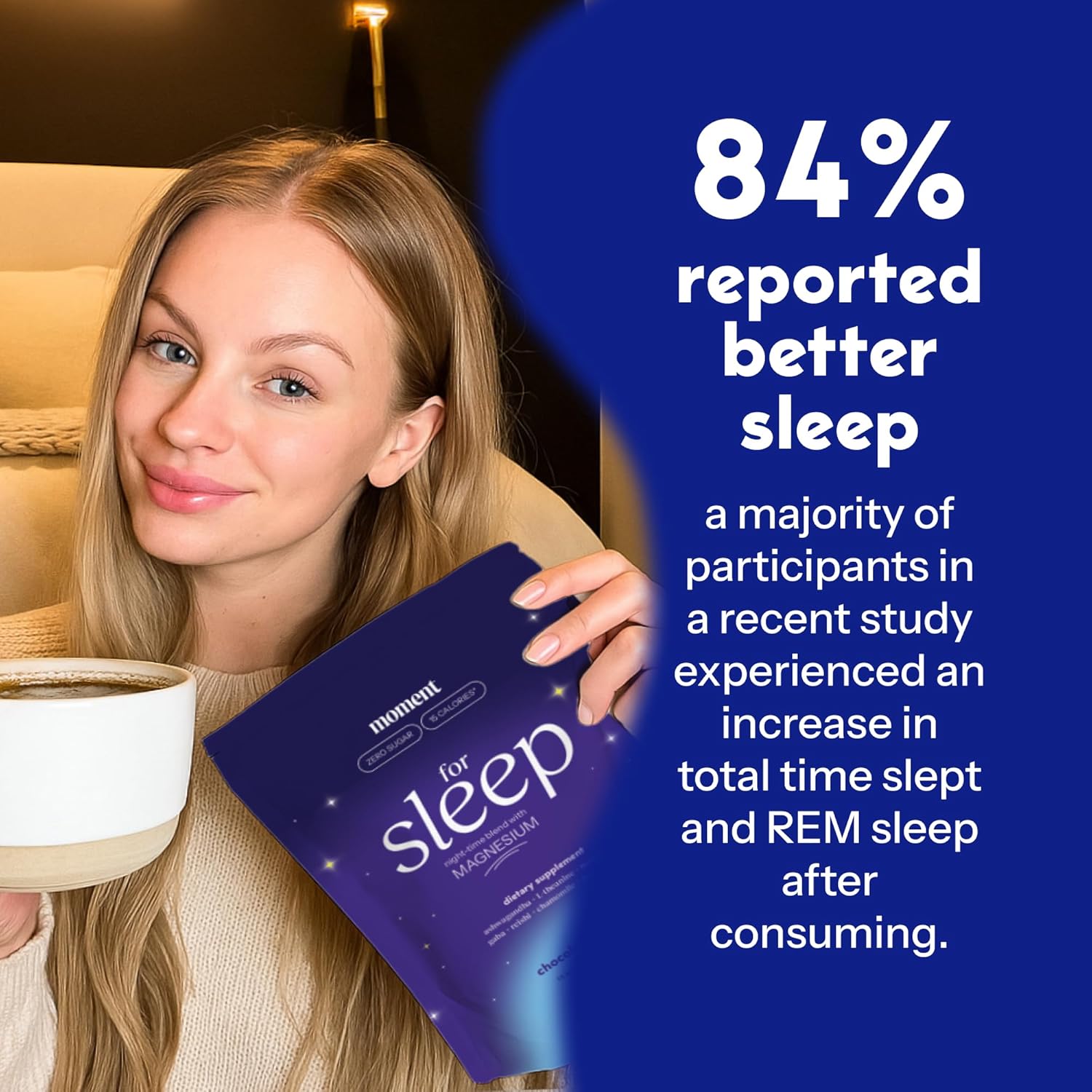 Moment Sleep Powder (Shark Tank) | Hot Chocolate | Melatonin Alternative | 0 Sugar | Low Calorie | Mushroom Drink | Adaptogens, Reishi, GABA, Magnesium, Chamomile | Keto | Dairy Free | 30 Servings