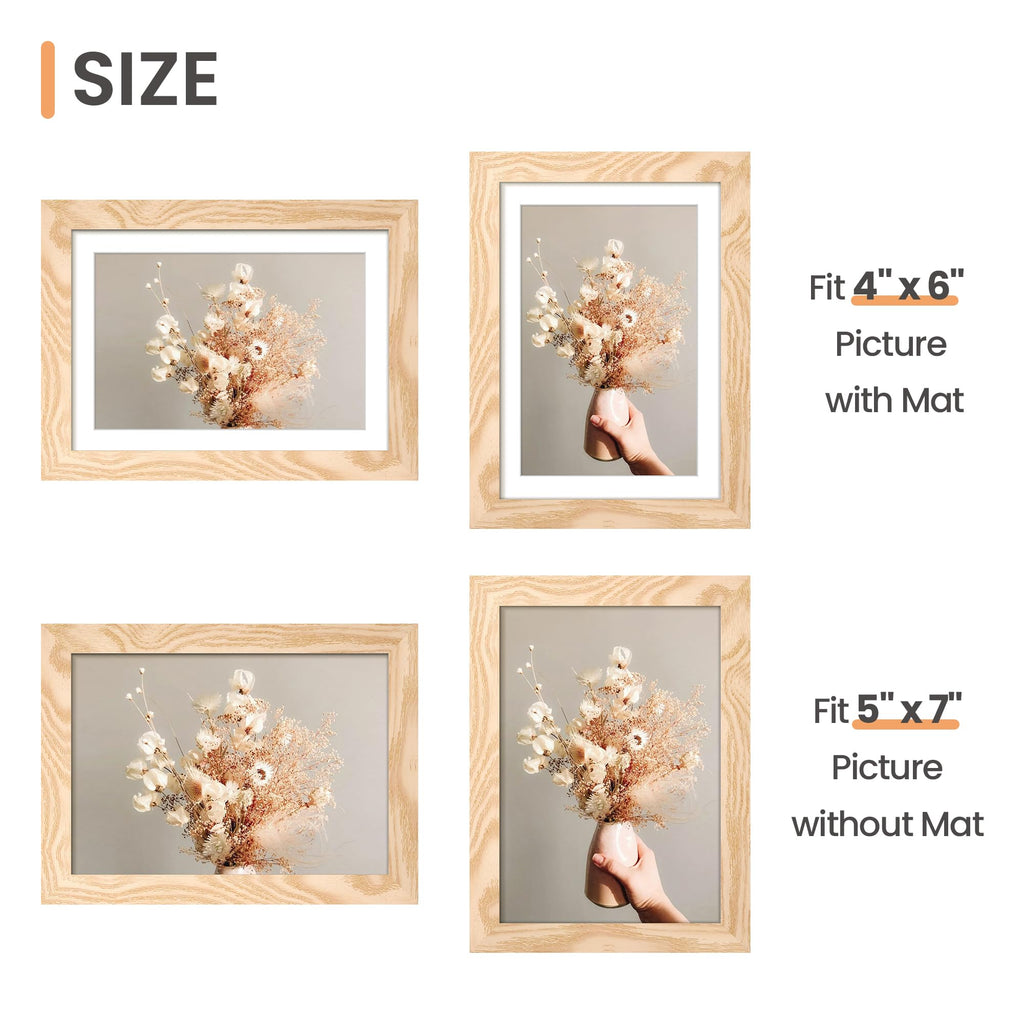 upsimples 5x7 Picture Frame Set of 10, Display Pictures 4x6 with Mat or 5x7 Without, Multi Photo Frames Collage for Wall or Tabletop Display, Black
