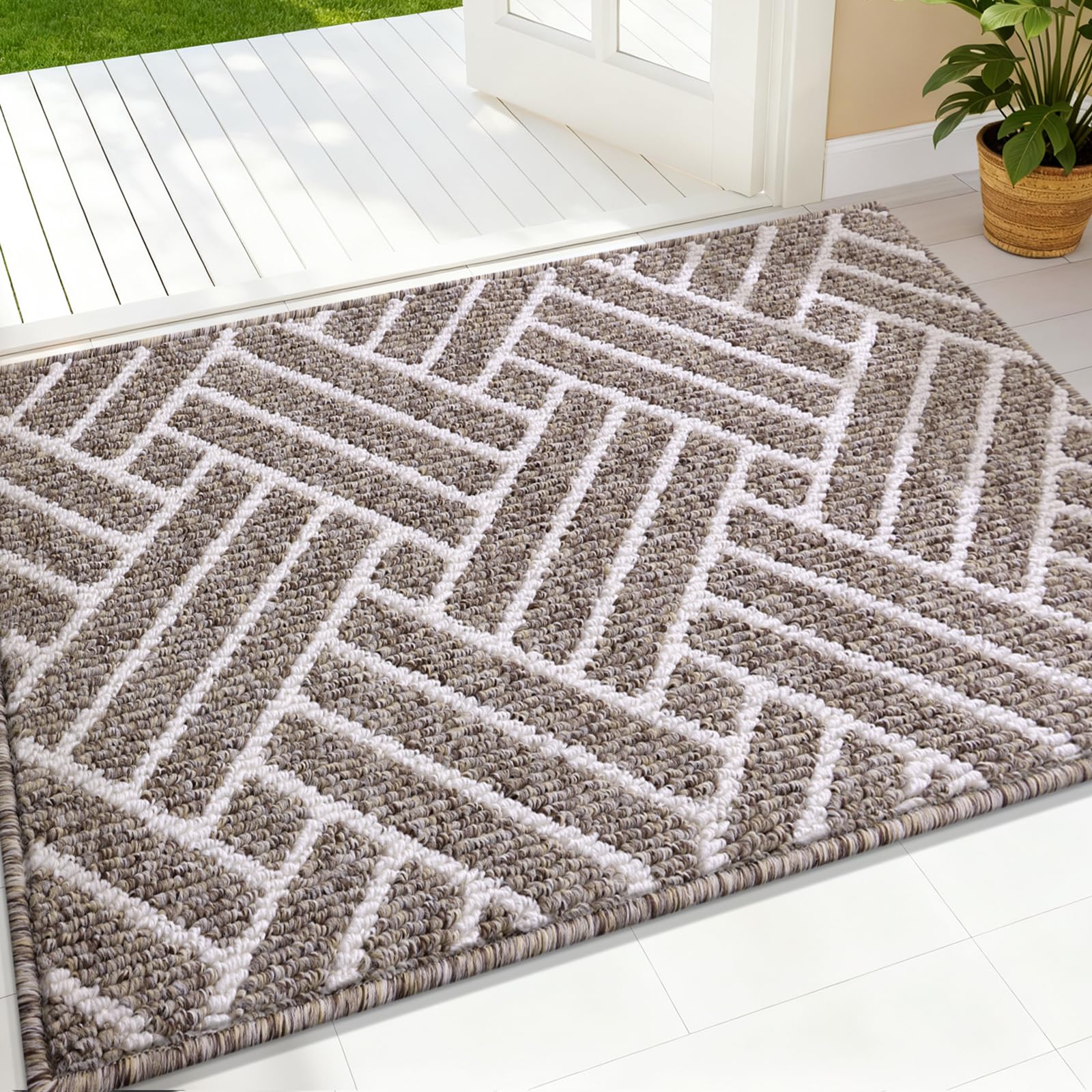 OLANLY Indoor Door Mat, 32x20 Inch, Dirt Resistant and Absorbent, Non-Slip Rubber Backing Floor Mats, Easy Clean Low-Profile Doormat for Entryway, Front Door, and Inside Entrance, Grey