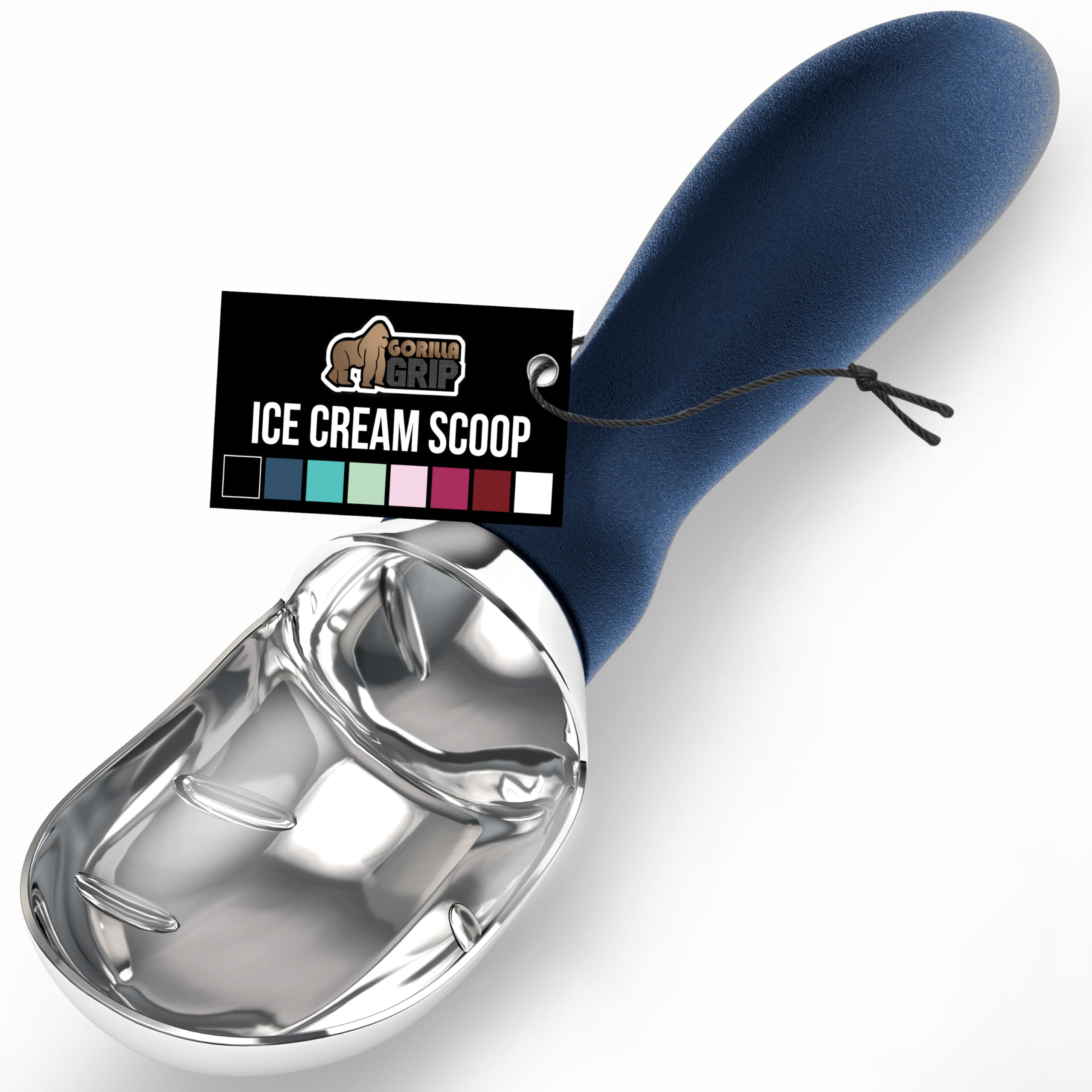 GORILLA GRIP BPA-Free Heavy Duty Ice Cream Scoop, Comfortable Ergonomic Handle, Professional Grade Scooper for Perfect Round Scoops, Spoon Frozen Hard Gelato, Sorbet, Cookie Dough, Kitchen Tool, Black
