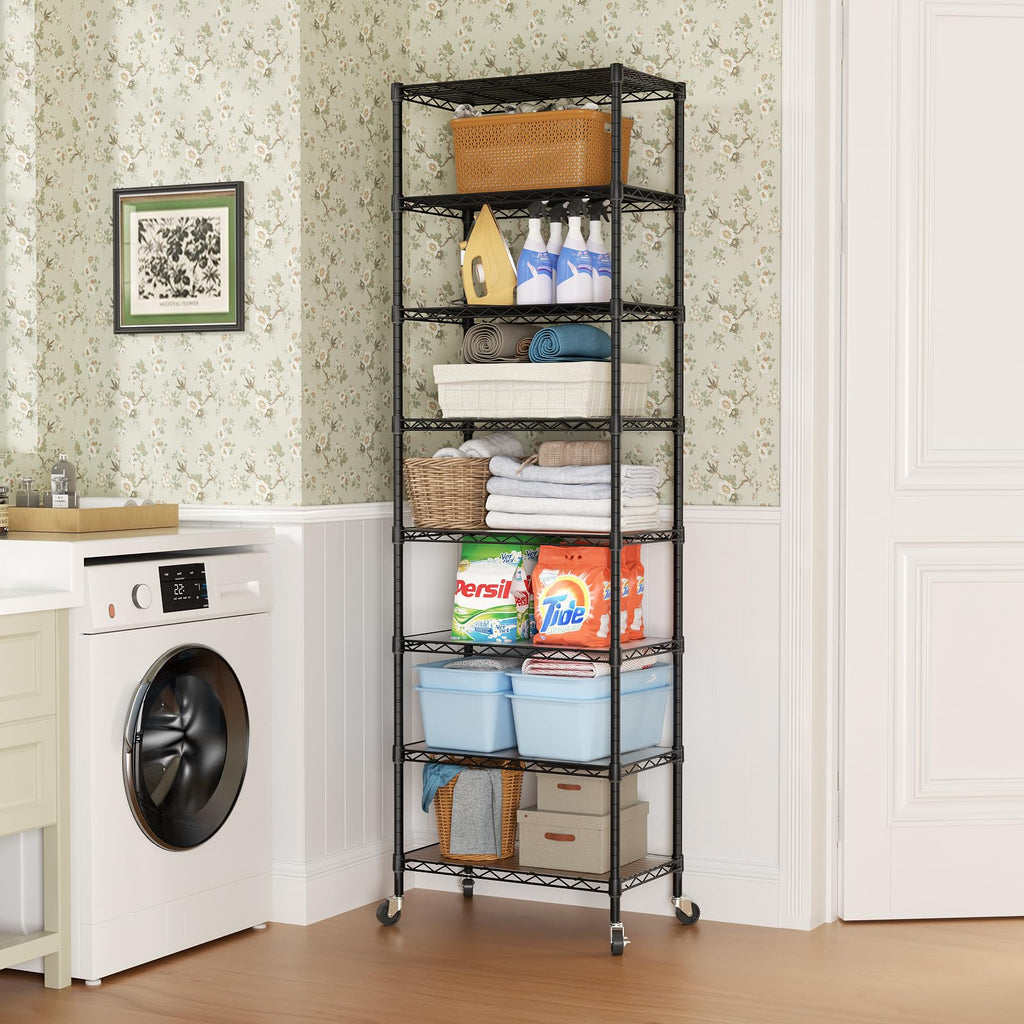 SINGAYE 3 Small Shelves Storage Shelf Wire Shelving Unit Metal Shelf Adjustable Organizers Storage Shelving with Wheels for Bathroom Laundry Room Kitchen Pantry11.5”D x 17.5”W x 30.5”H White