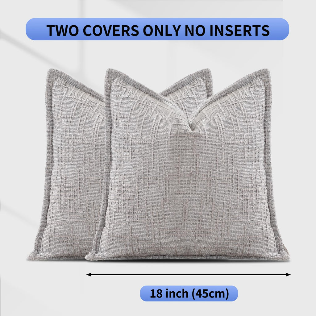 HPUK Decorative Throw Pillow Covers Set of 4 Square Couch Pillows Linen Cushion Cover for Couch Sofa Living Room, 18"x18" inches, Blue