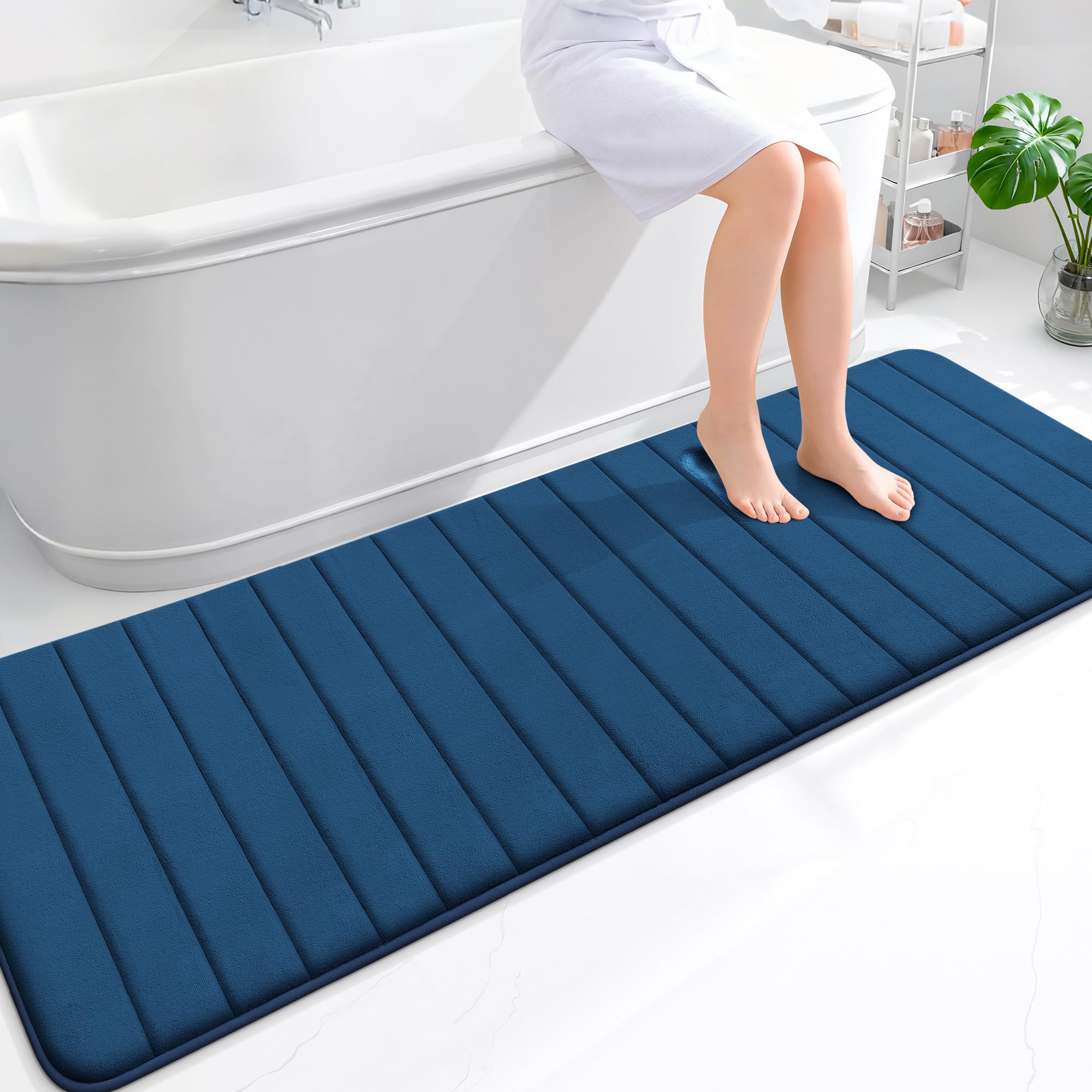 OLANLY Memory Foam Bath Mat 30x20, Super Soft Absorbent Bathroom Rugs, Quick Dry, Machine Washable Shower Floor Rugs, Bathmat Carpet, Bathroom Home Decor Accessories, Grey