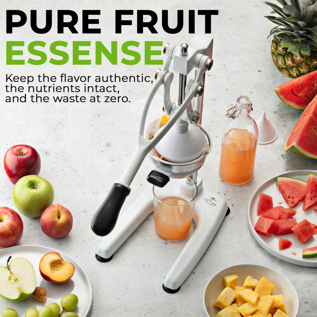 Zulay Kitchen Cast Iron Juicer - Easy-to-Clean Heavy-Duty Manual Juicer, Professional Citrus Juicer - Stainless Steel Lemon Squeezer - Manual Citrus Press & Orange Squeezer - Orange Juicer (Black)