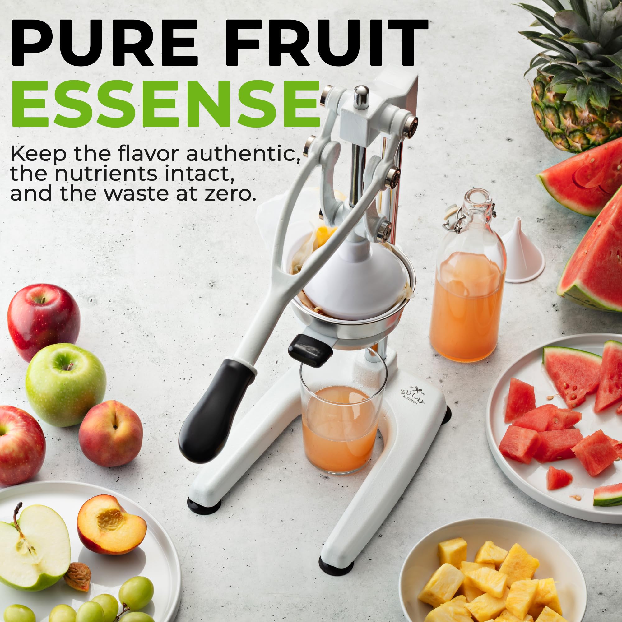 Zulay Kitchen Cast Iron Juicer - Easy-to-Clean Heavy-Duty Manual Juicer, Professional Citrus Juicer - Stainless Steel Lemon Squeezer - Manual Citrus Press & Orange Squeezer - Orange Juicer (Black)