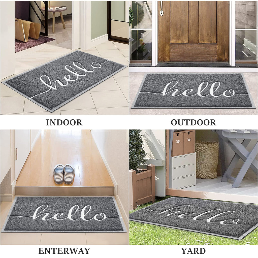 Door Mat (30"x17.5",Black), Welcome Mat Low Profile Front Doormat Floor Mat Non Slip Rugs for Entryway, Patio, High Traffic Areas