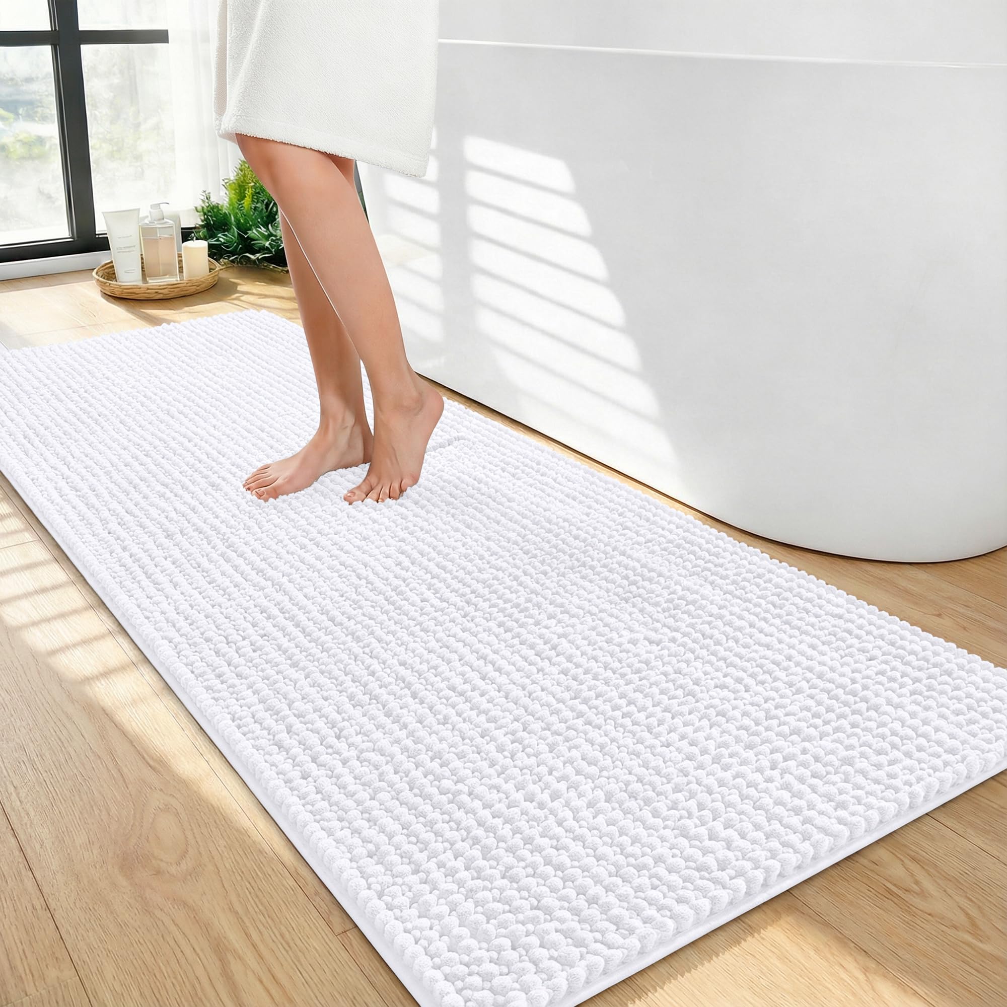 OLANLY Thick Bathroom Rugs 30x20, Extra Soft Absorbent Chenille Bath Rugs, Rubber Backing, Machine Wash Dry, Bath Mats for Bathroom Floor, Tub and Shower, Home Decor Accessories, Grey