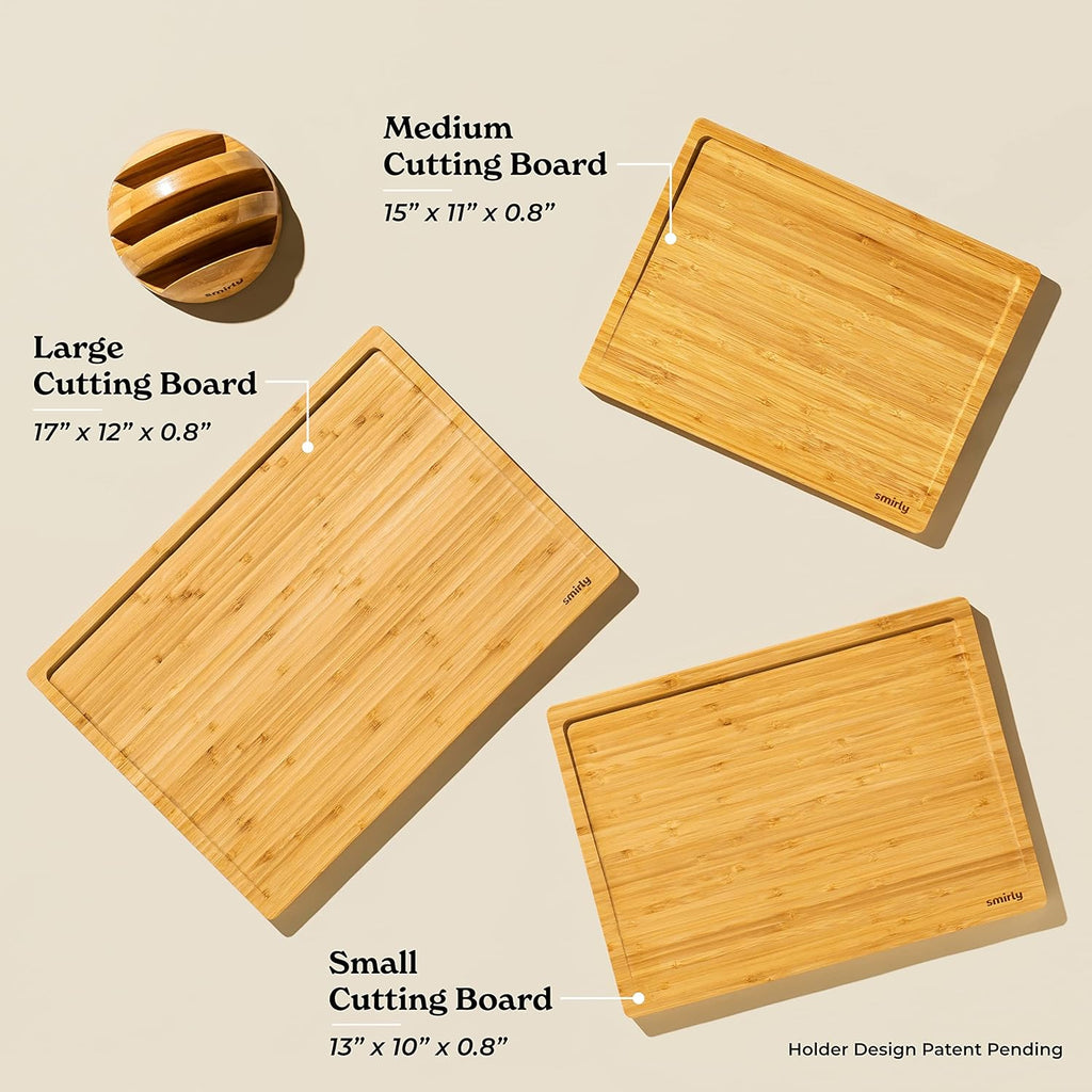 SMIRLY Premium Kitchen Bundle: Silverware Drawer Organizer & Durable Bamboo Cutting Board - Home Organization and Food Preparation