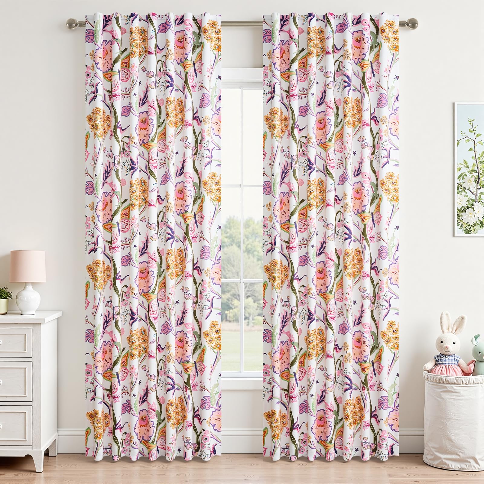 Topfinel Mustard Yellow Curtains 84 Inches Long 2 Panels for Bedroom Living Room Daffodil Butterfly Country Tropical Floral Drapes Vintage Farmhouse Light Filtering Privacy Window Curtain Blackout