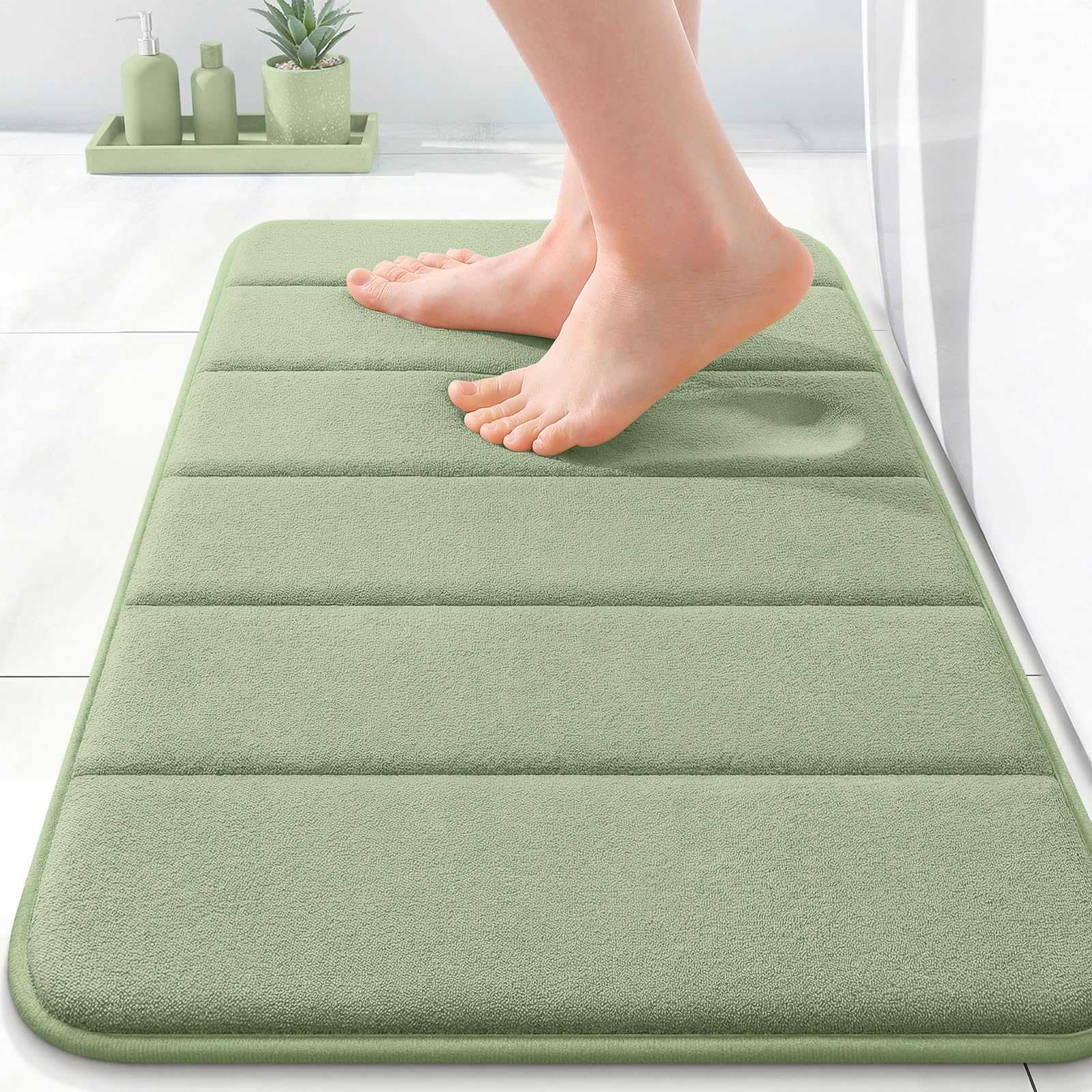 OLANLY Memory Foam Bath Mat 30x20, Super Soft Absorbent Bathroom Rugs, Quick Dry, Machine Washable Shower Floor Rugs, Bathmat Carpet, Bathroom Home Decor Accessories, Grey