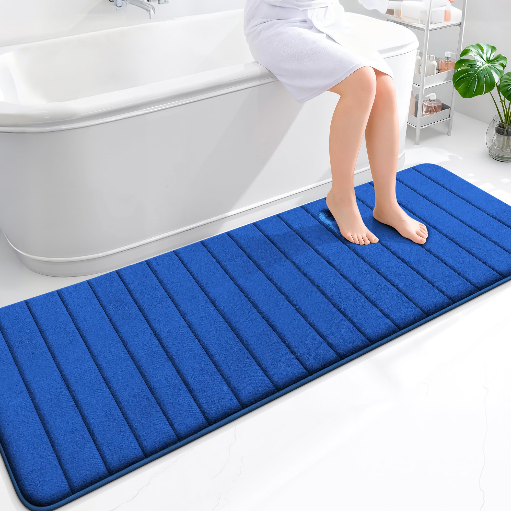OLANLY Memory Foam Bath Mat 30x20, Super Soft Absorbent Bathroom Rugs, Quick Dry, Machine Washable Shower Floor Rugs, Bathmat Carpet, Bathroom Home Decor Accessories, Grey