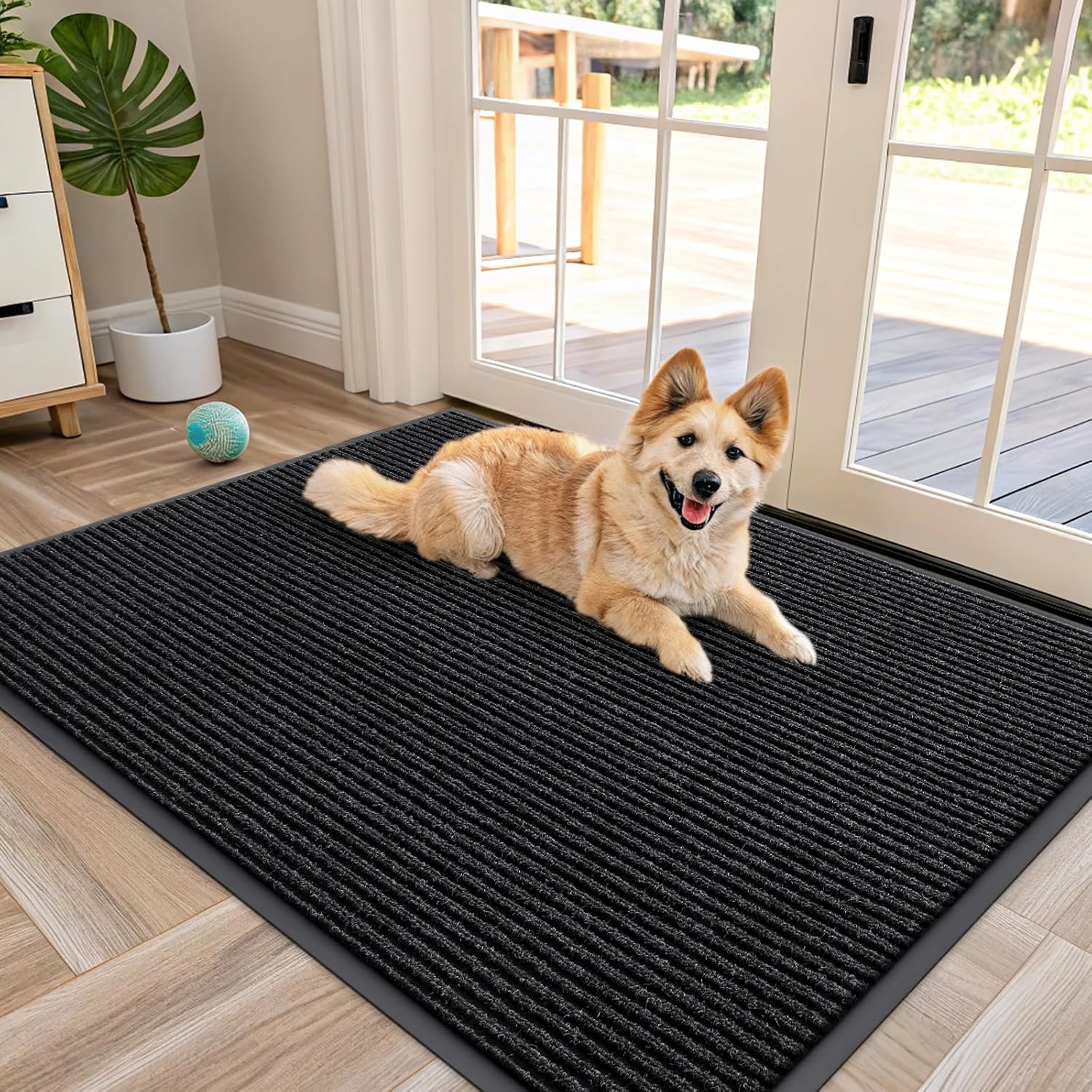 OLANLY Front Door Mat Indoor Outdoor Entrance, Waterproof Heavy Duty Doormat, Fade Resistant, Low Profile, Easy Clean Patio Porch Welcome Floor Mats for Entry, 29.5x17, Beige