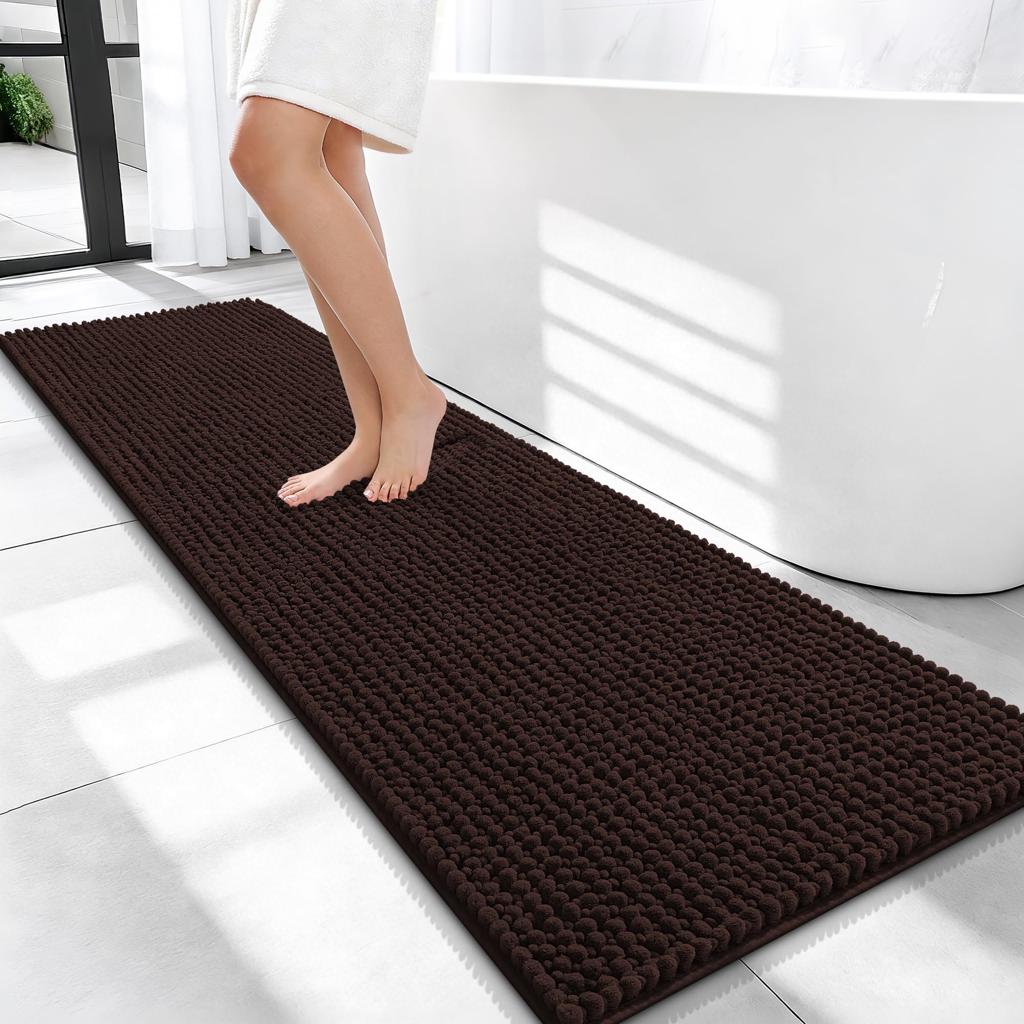 OLANLY Thick Bathroom Rugs 30x20, Extra Soft Absorbent Chenille Bath Rugs, Rubber Backing, Machine Wash Dry, Bath Mats for Bathroom Floor, Tub and Shower, Home Decor Accessories, Grey