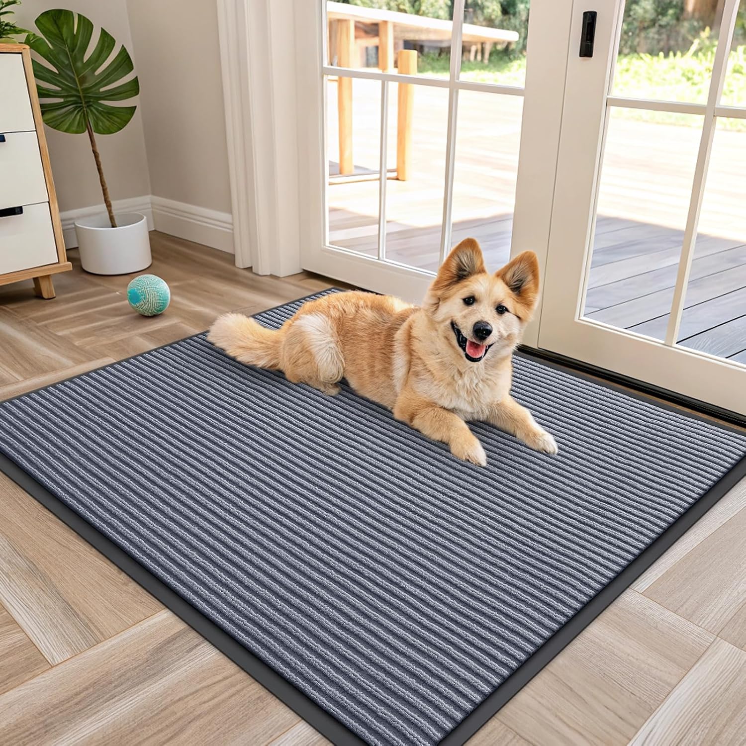 OLANLY Front Door Mat Indoor Outdoor Entrance, Waterproof Heavy Duty Doormat, Fade Resistant, Low Profile, Easy Clean Patio Porch Welcome Floor Mats for Entry, 29.5x17, Beige