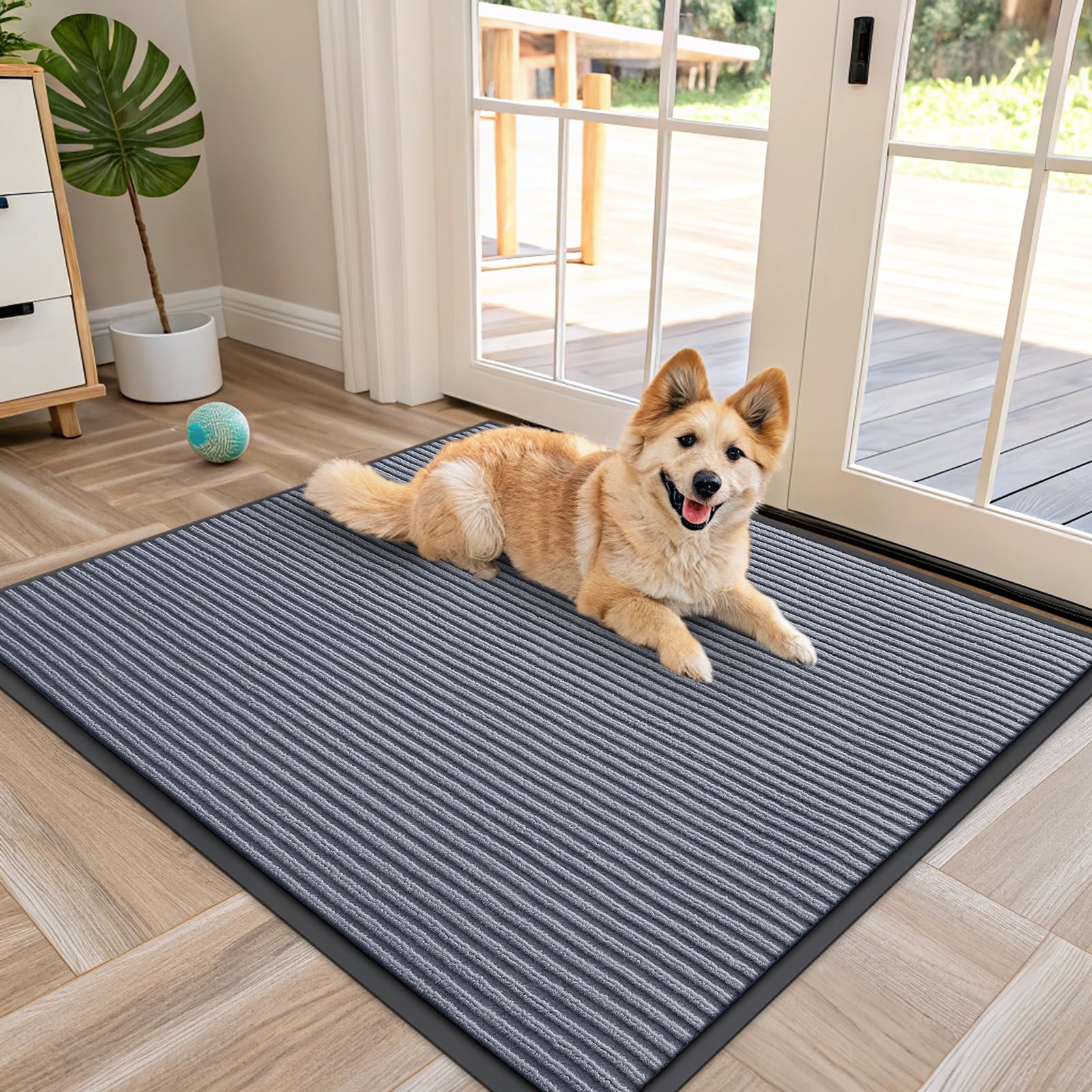 OLANLY Front Door Mat Indoor Outdoor Entrance, Waterproof Heavy Duty Doormat, Fade Resistant, Low Profile, Easy Clean Patio Porch Welcome Floor Mats for Entry, 29.5x17, Grey