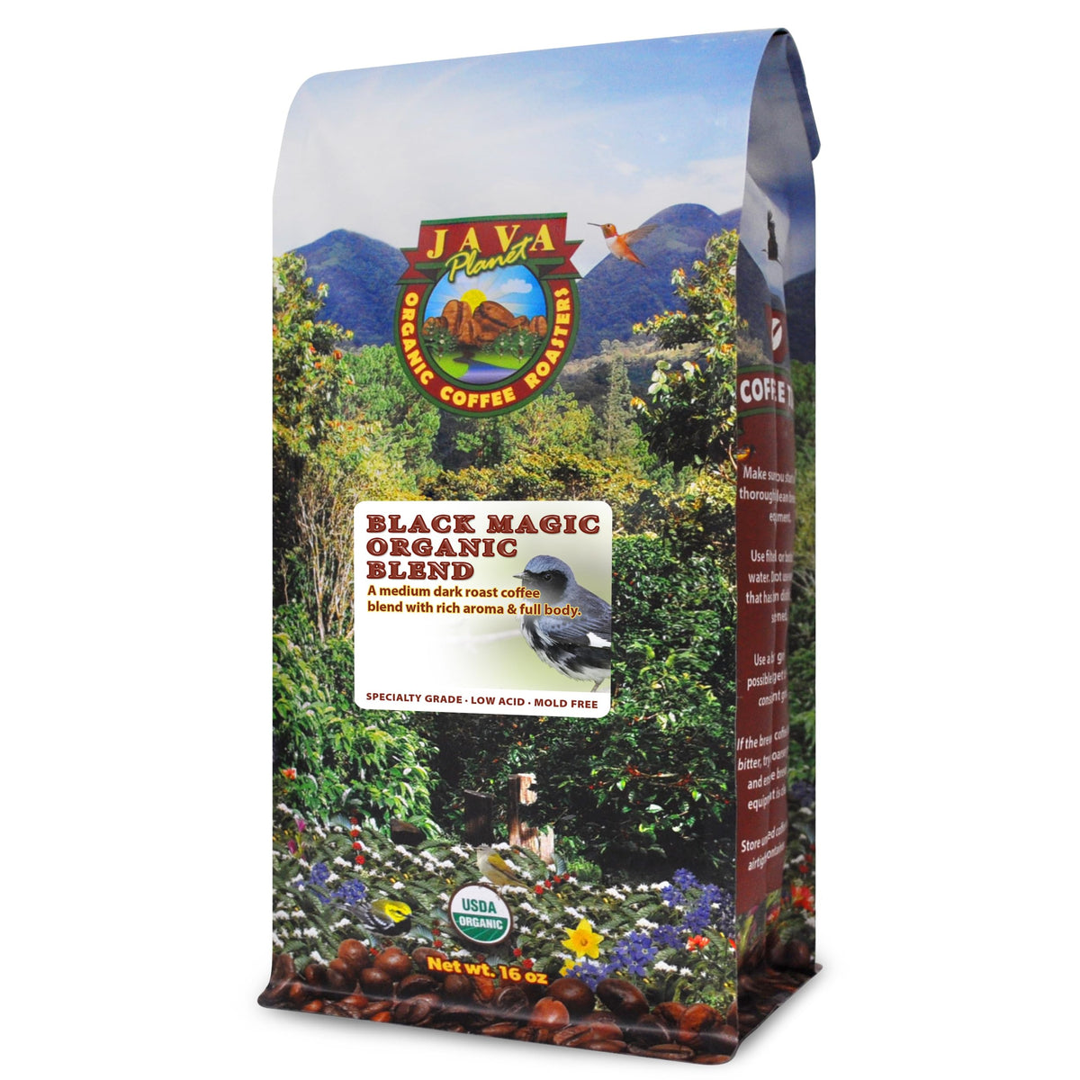 Java Planet Low Acid Organic Espresso Whole Bean Coffee 16oz