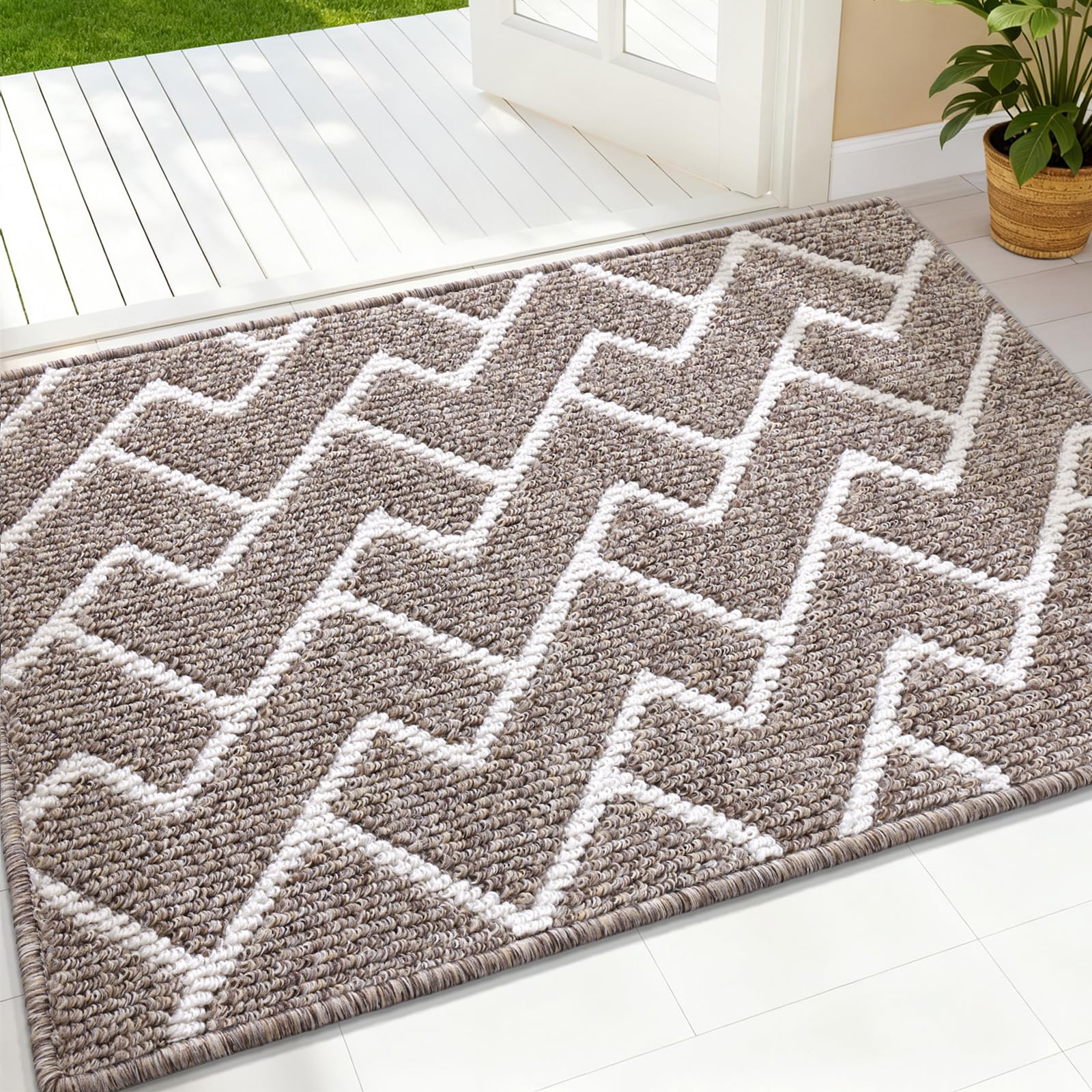 OLANLY Front Door Mat, Non-Slip Rubber Backing, Dirt Resistant and Absorbent, Washable, Easy to Clean Low-Profile Indoor Doormat for Back Door, Entryway, Inside Entrance, 32x20, Grey