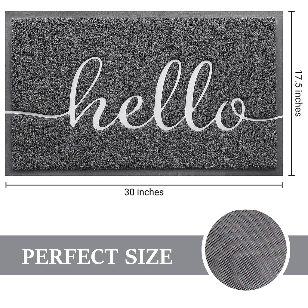 Door Mat (30"x17.5",Black), Welcome Mat Low Profile Front Doormat Floor Mat Non Slip Rugs for Entryway, Patio, High Traffic Areas