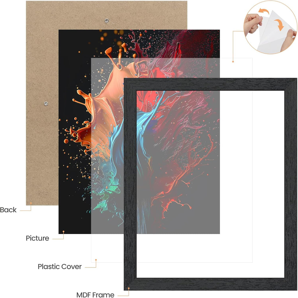 upsimples 11x14 Picture Frame, Wall Gallery Photo Frames with Engineered Wood, Black 1 Pack