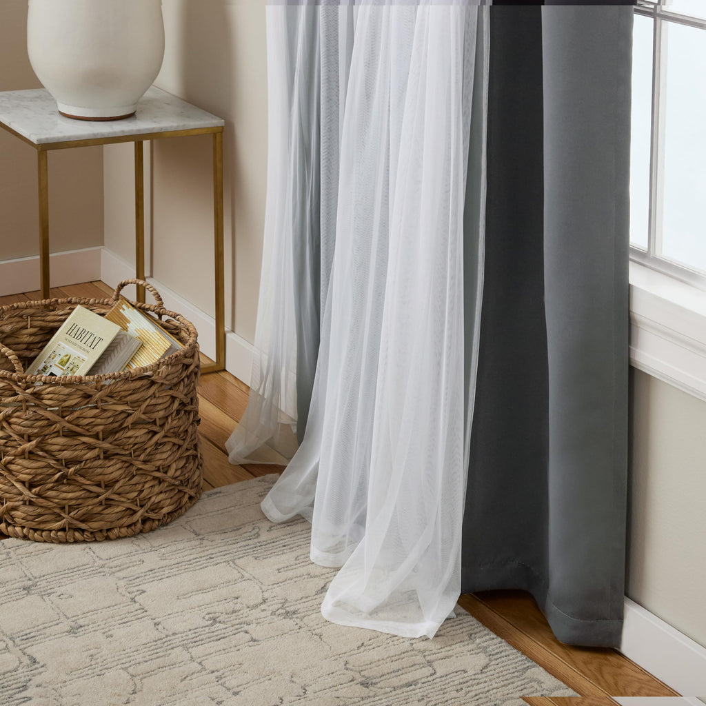 TOWN & COUNTRY LUXE Talia Double Layer Indoor Curtains, Sheer and Room Darkening Blackout, Grommet Top, Energy Efficient, 2-Pack Set, 52"x84", Rose Blush