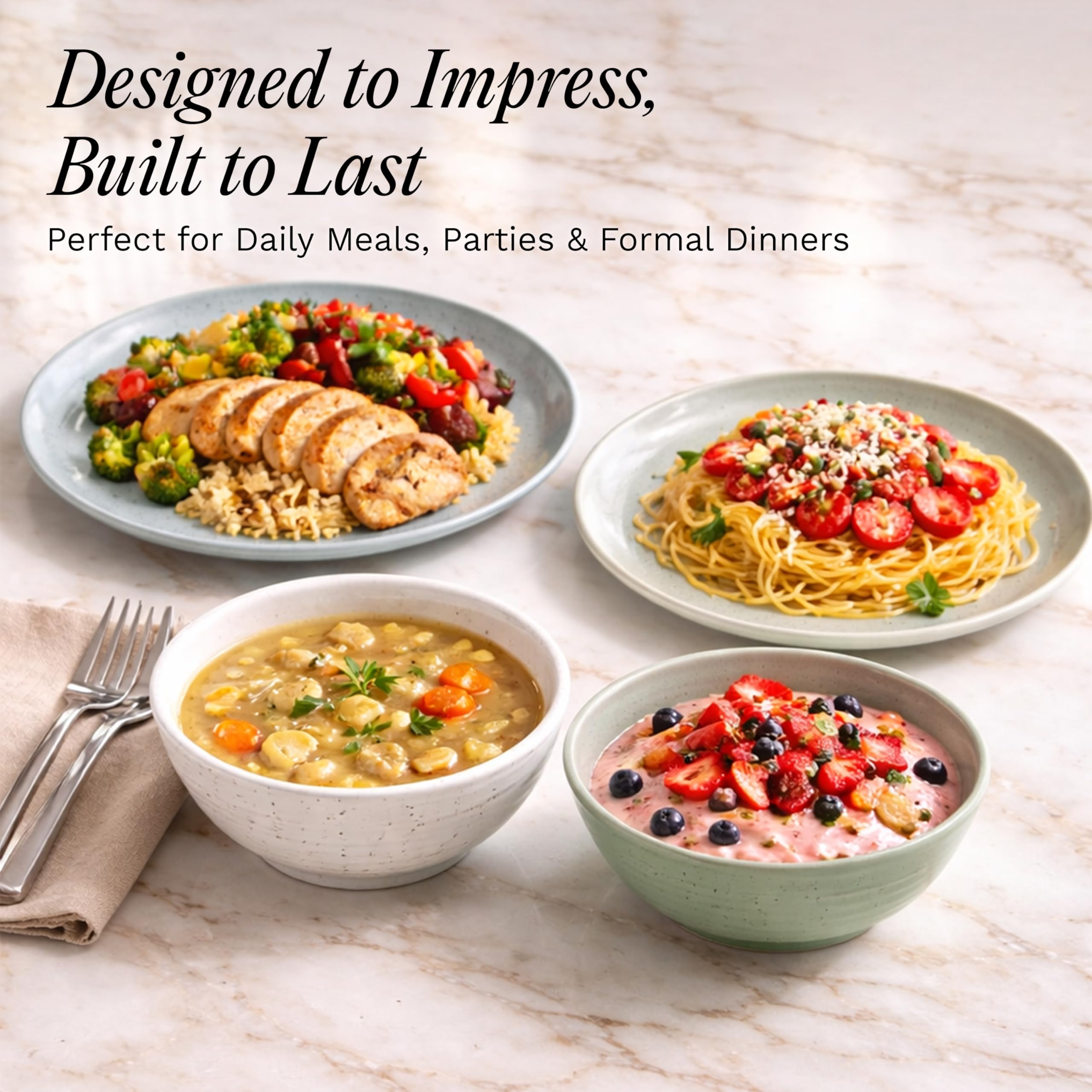 Sango Siterra Painter's Palette 16-Piece Stoneware Dinnerware Set - Service for 4, Ceramic Plates and Bowls Sets, Chip Resistant, Rustic Dishware, Microwave & Dishwasher Safe Kitchen Dishes