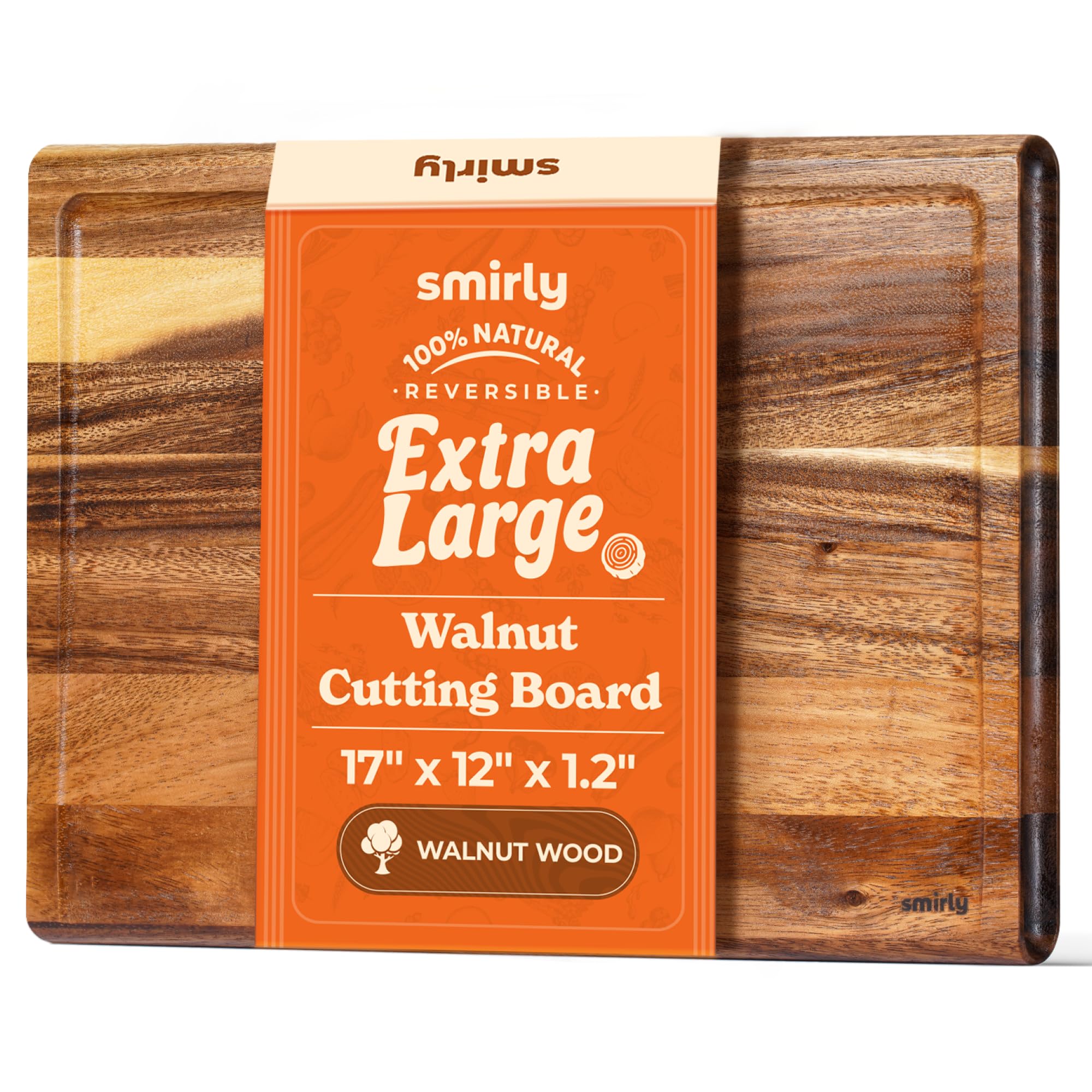 Smirly Non Toxic Larch Cutting Boards for Kitchen [1.2" Thickness][17"Extra Large] Cutting Chopping Board with Deep Juice Groove Heavy Duty & Easy Clean