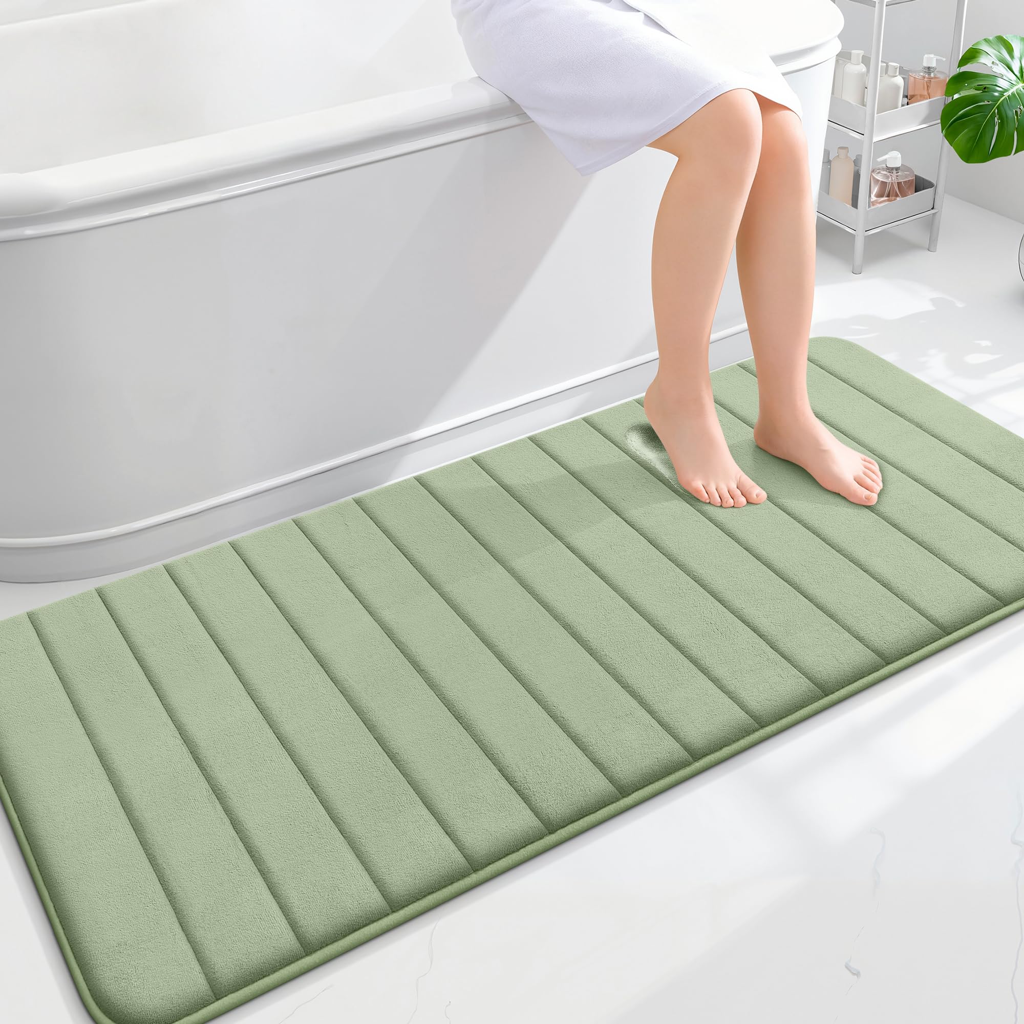 OLANLY Memory Foam Bath Mat 30x20, Super Soft Absorbent Bathroom Rugs, Quick Dry, Machine Washable Shower Floor Rugs, Bathmat Carpet, Bathroom Home Decor Accessories, Grey