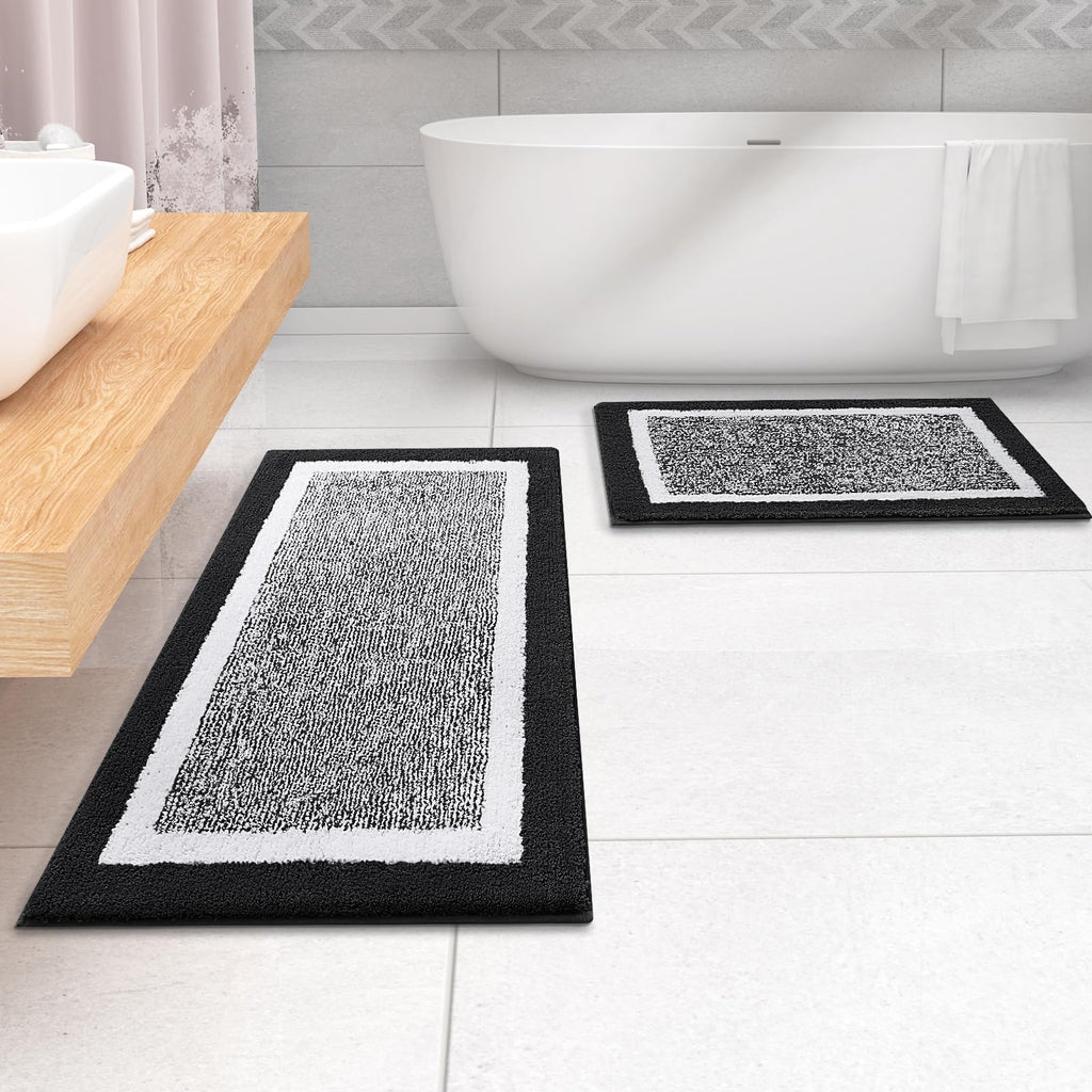 OLANLY Bathroom Rugs Sets 3 Piece, Soft Absorbent Microfiber Bath Mats and U-Shaped Contour Toilet Rug, Home Decor Accessories, Non-Slip, Bath Mat Set for Bathroom (30"x20"+24"x16"+24"x20", Grey)