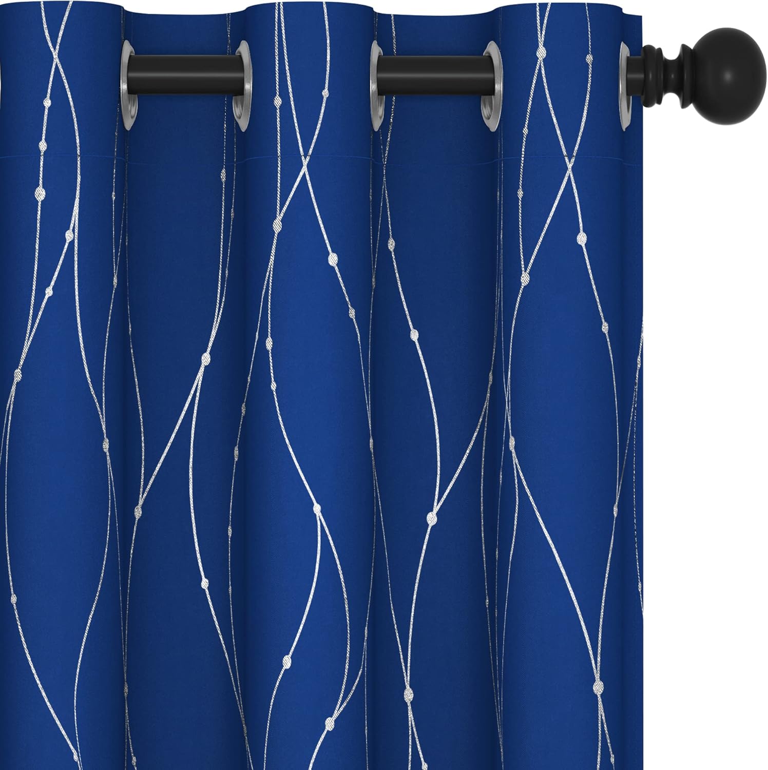 Deconovo Blackout Curtains, Grey Curtain, Thermal Insulated Soundproof Curtain Drapes, Wave Dot Foil Print, 52 x 84 Inch, 2 Panels, Machine‑Washable Privacy Window Drape for Bedroom Living Room Office