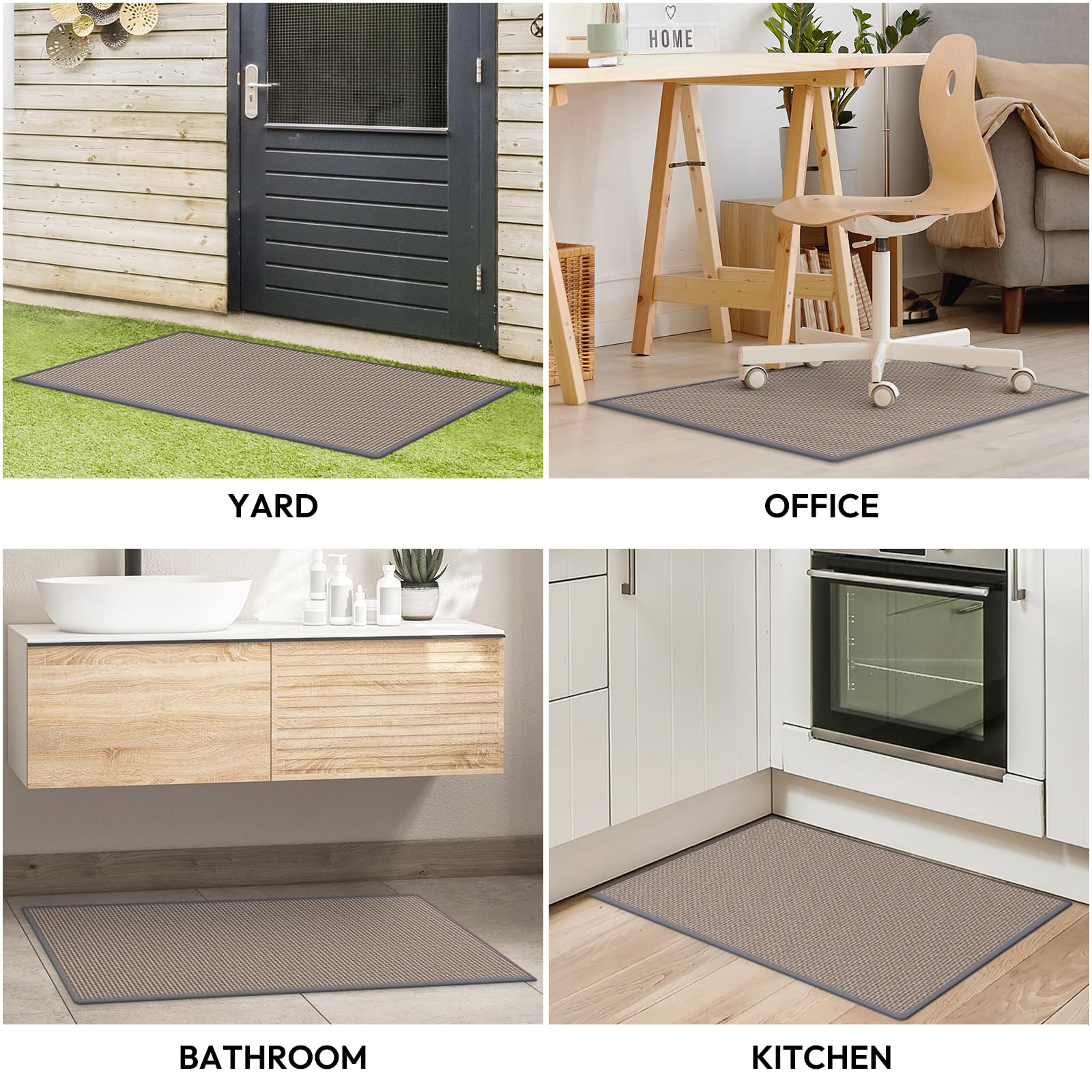 Kitchen Mats for Floor, Kitchen Rug, Nonskid, Washable, Absorbent Kitchen Runner Rug for in Front of Sink, Entryway, Rubber Backing Indoor Door Mat, Farmhouse Style Standing Mat, 17.3"x28", Grey