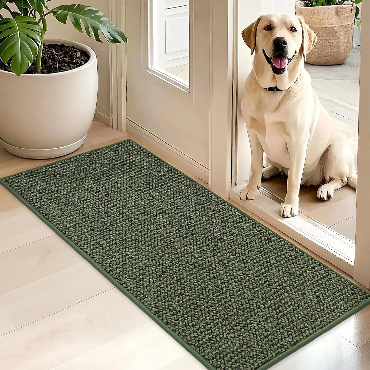 BEQHAUSE Dirt Trapper Door Mat 20" x 32", Non-Slip Washable Doormats Entrance Mat, Dirt Resistant and Absorbent Welcome Mat, Low Profile Floor Mats for Front Back Door and Entryway, Charcoal
