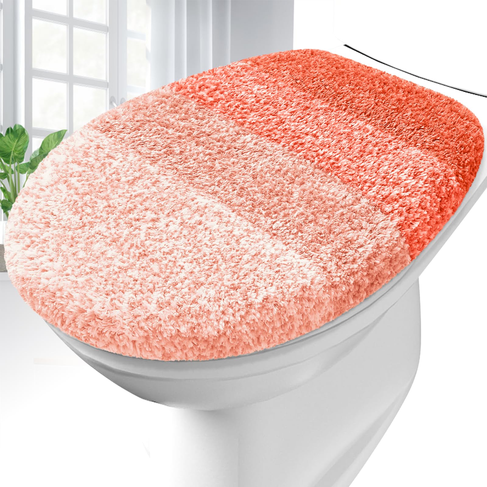 OLANLY Soft Microfiber Bathroom Toilet Lid Cover, Machine Washable Seat Covers, 17.5x15, Stays in Place Rubber Backing, Fits Most Round, Elongated and Oblong Lids, Accessories Decor, Gray